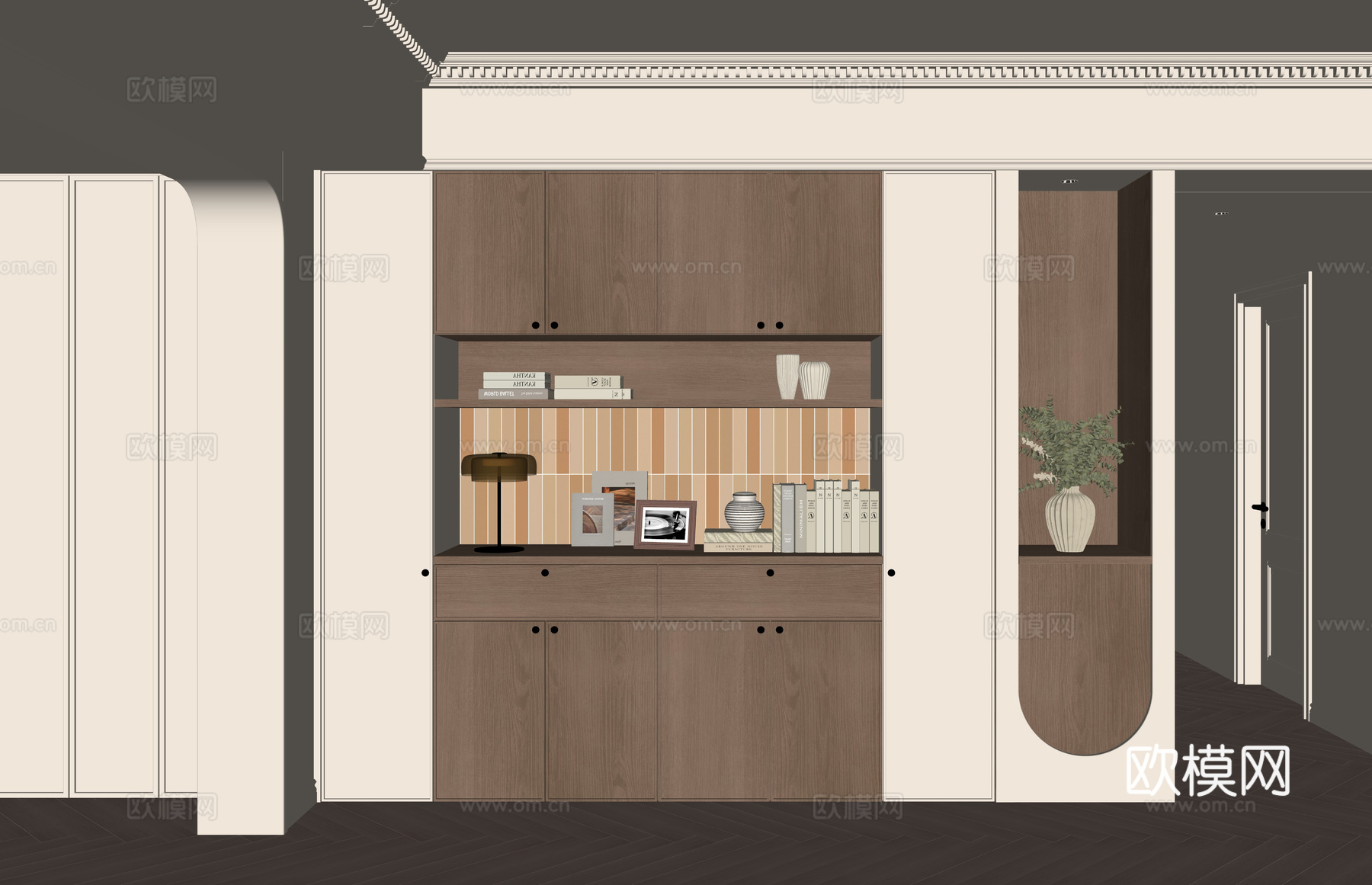 现代酒柜餐边柜su模型