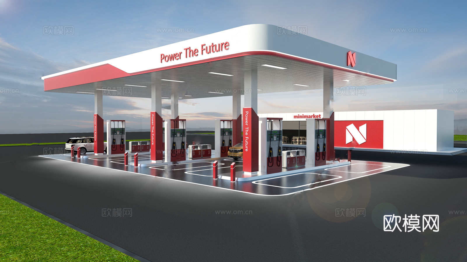 现代加油站 小公建 加油站su模型