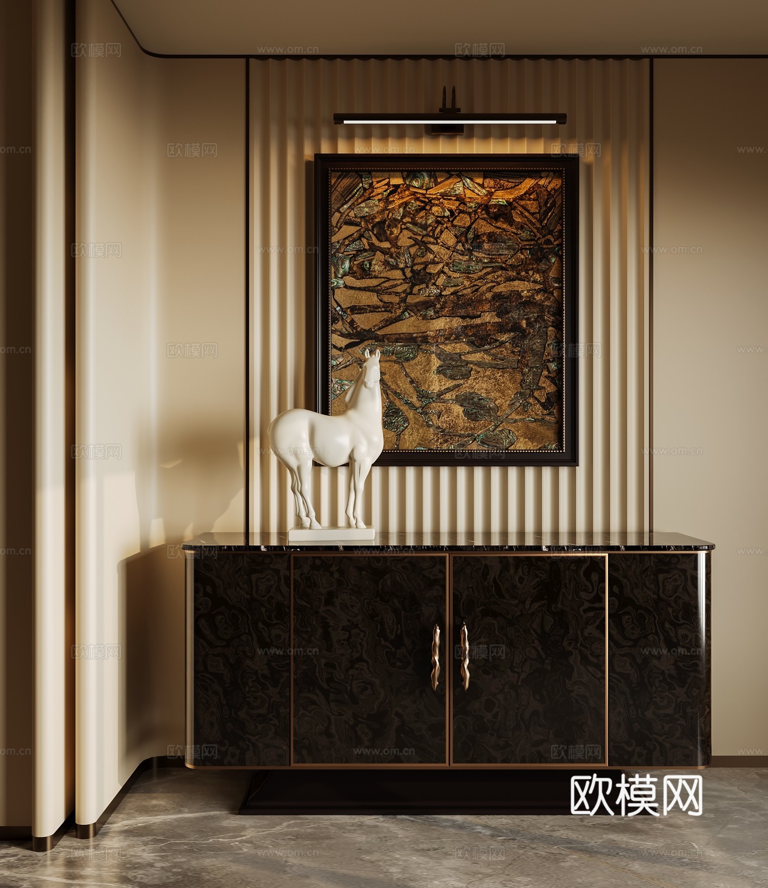 意式轻奢玄关su模型