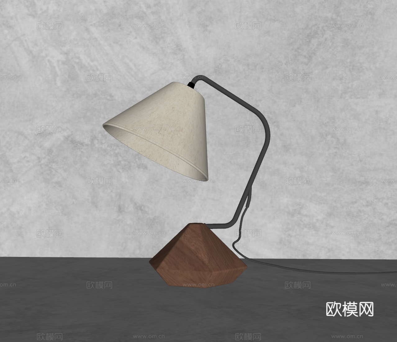 现代中古风卧室台灯小台灯su模型su模型下载（渲染图2）