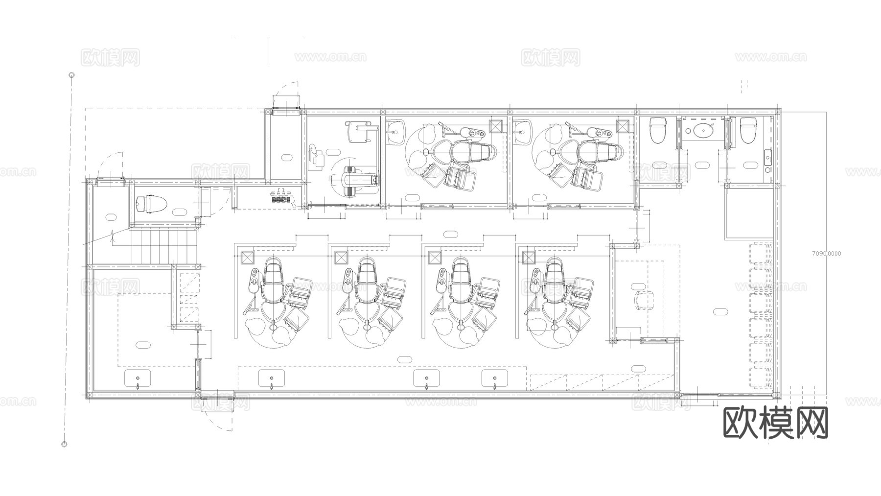 牙科诊所平面 口腔医院诊所平面图cad施工图