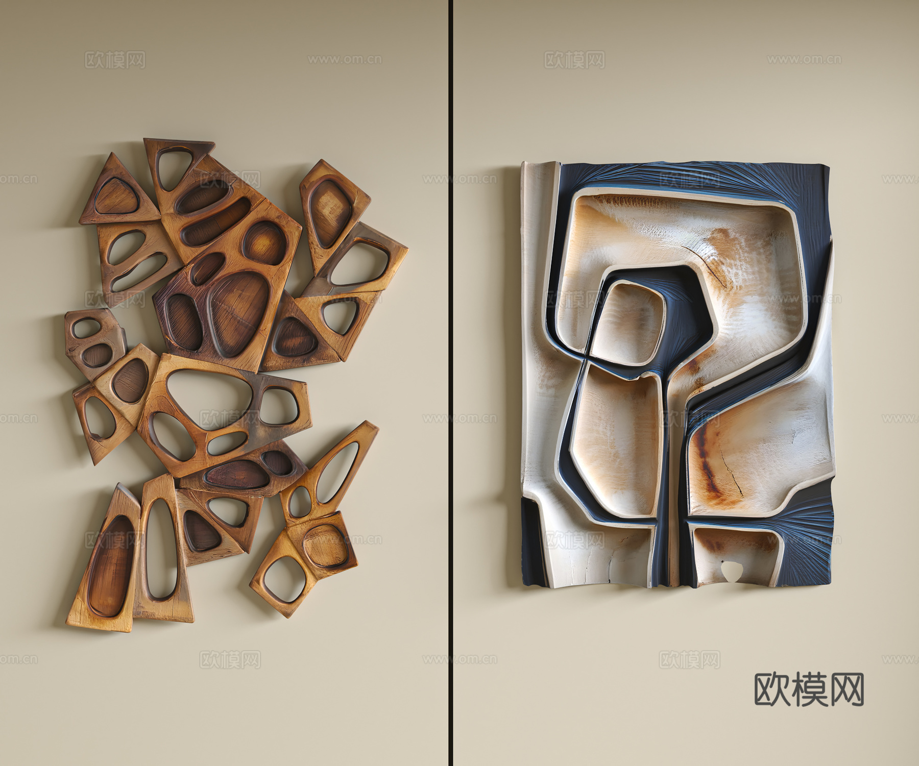 现代立体抽象墙饰挂件组合su模型