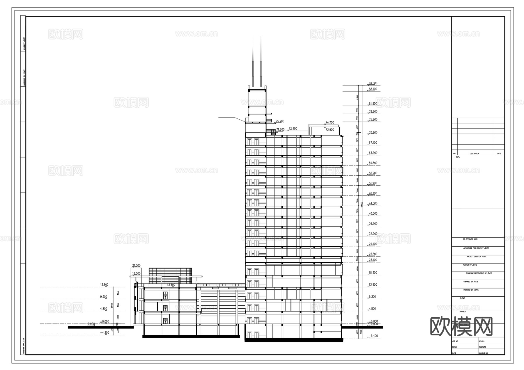 建筑剖面cad施工图
