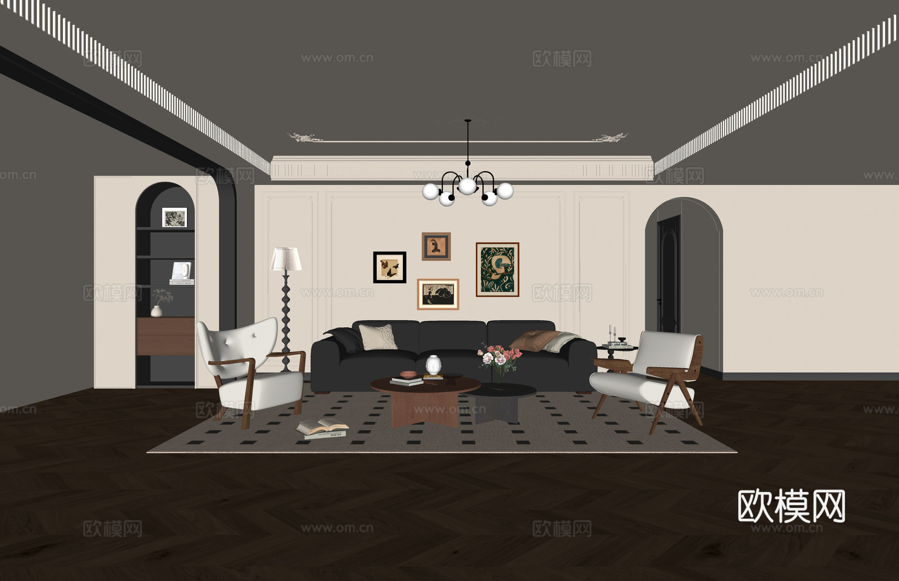 卫生间 客厅 茶室 门窗 客餐厅 卧室su模型