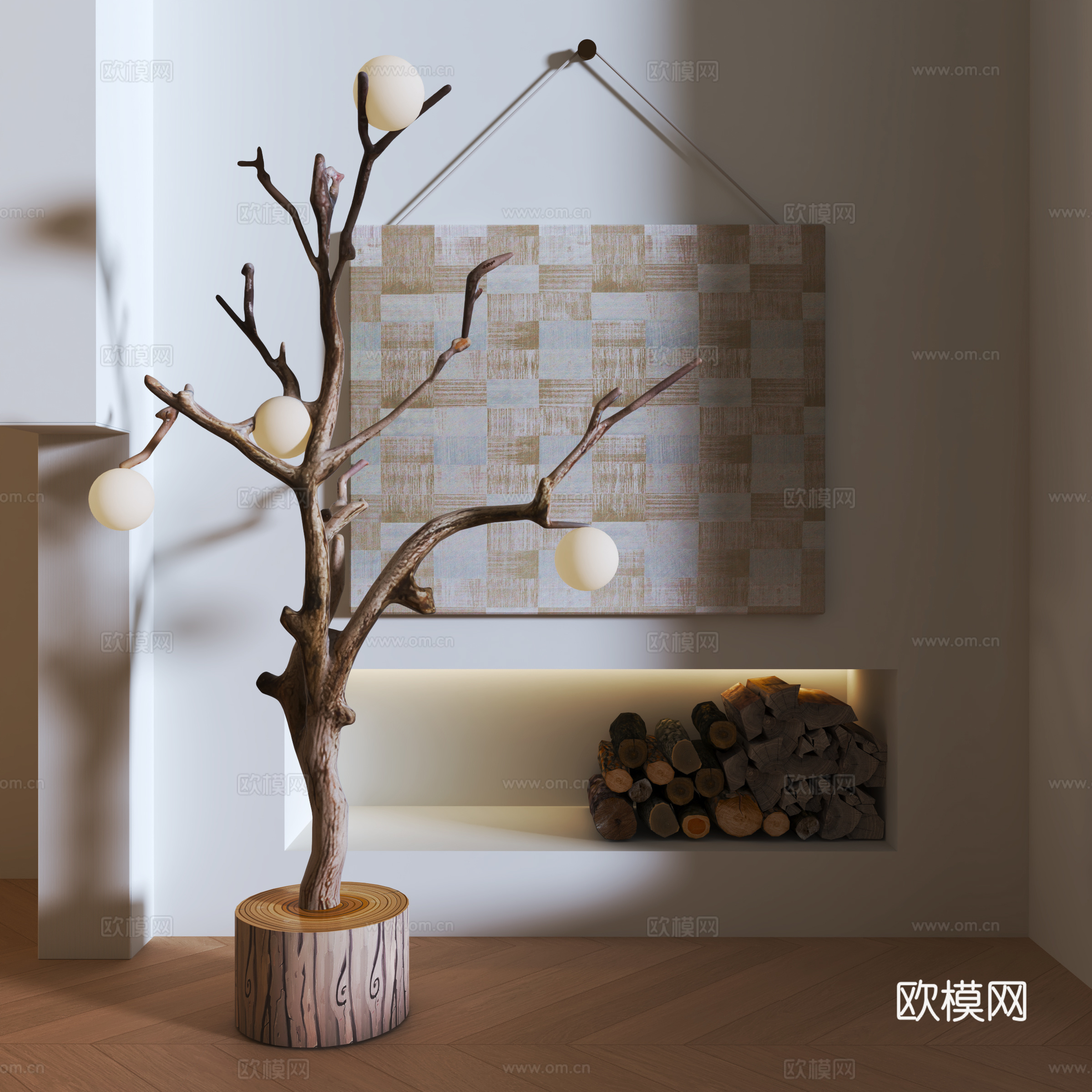 现代落地灯su模型