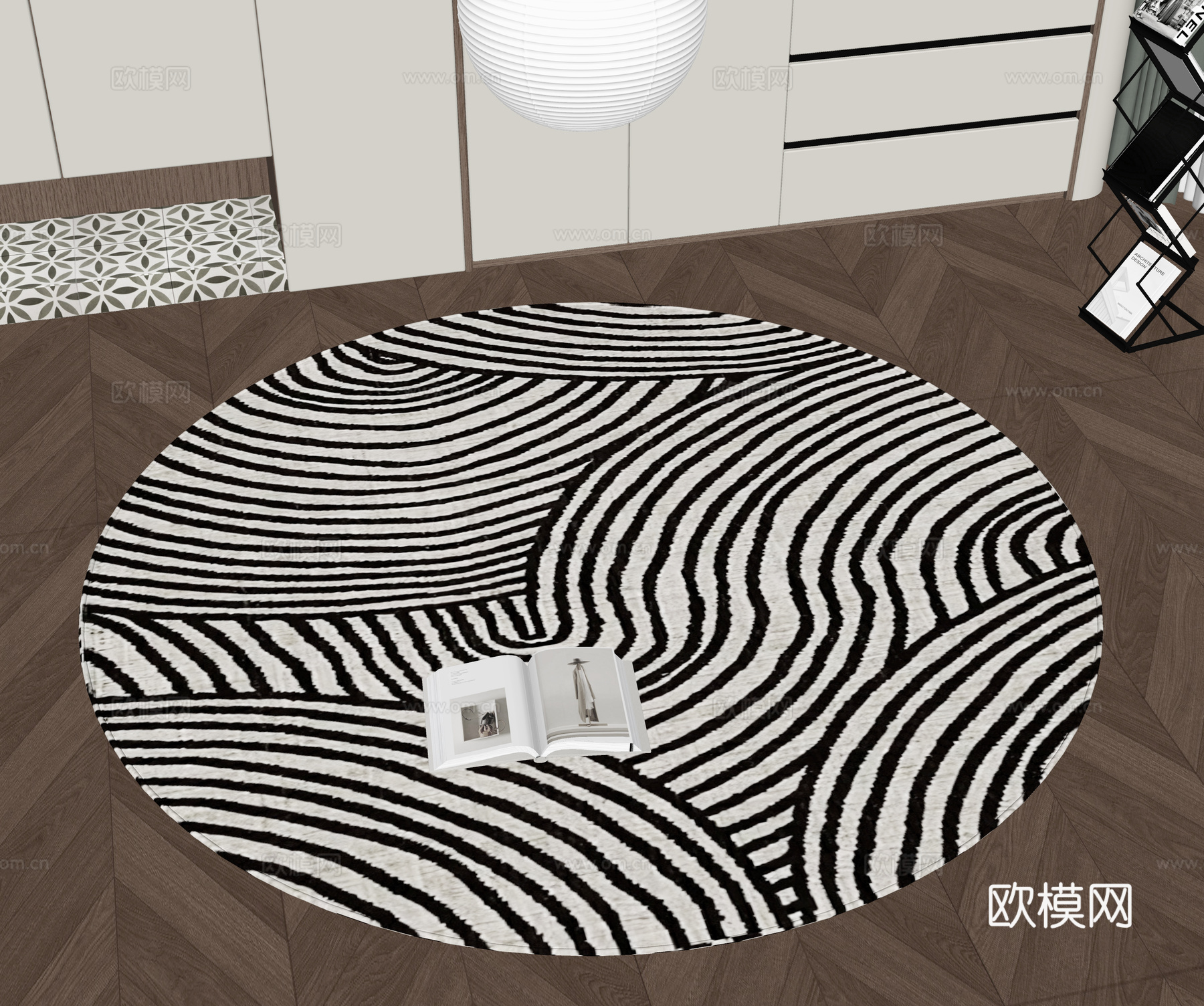 现代圆形地毯su模型