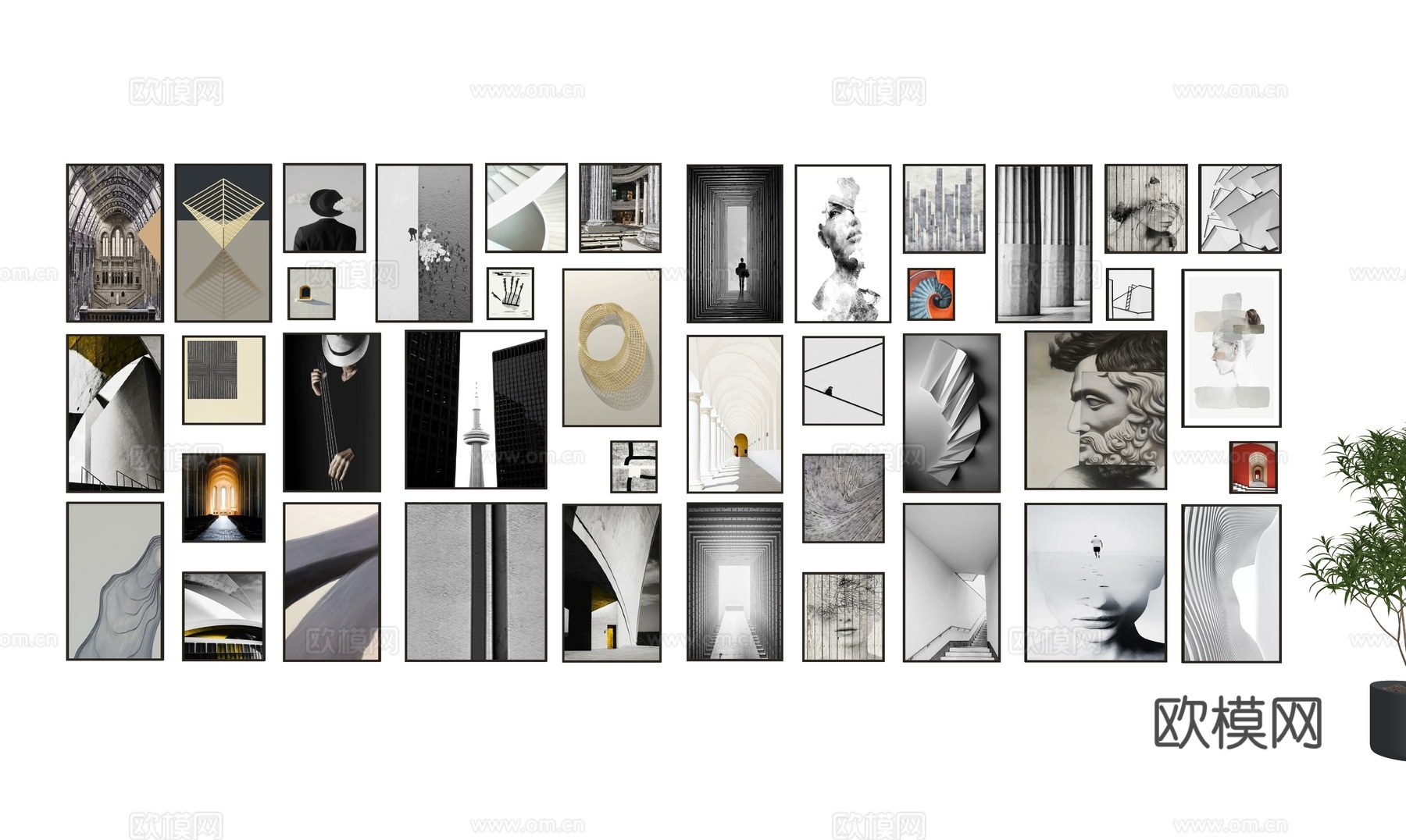 现代装饰挂画 莫兰迪挂画 抽象挂画 抽象装饰画su模型