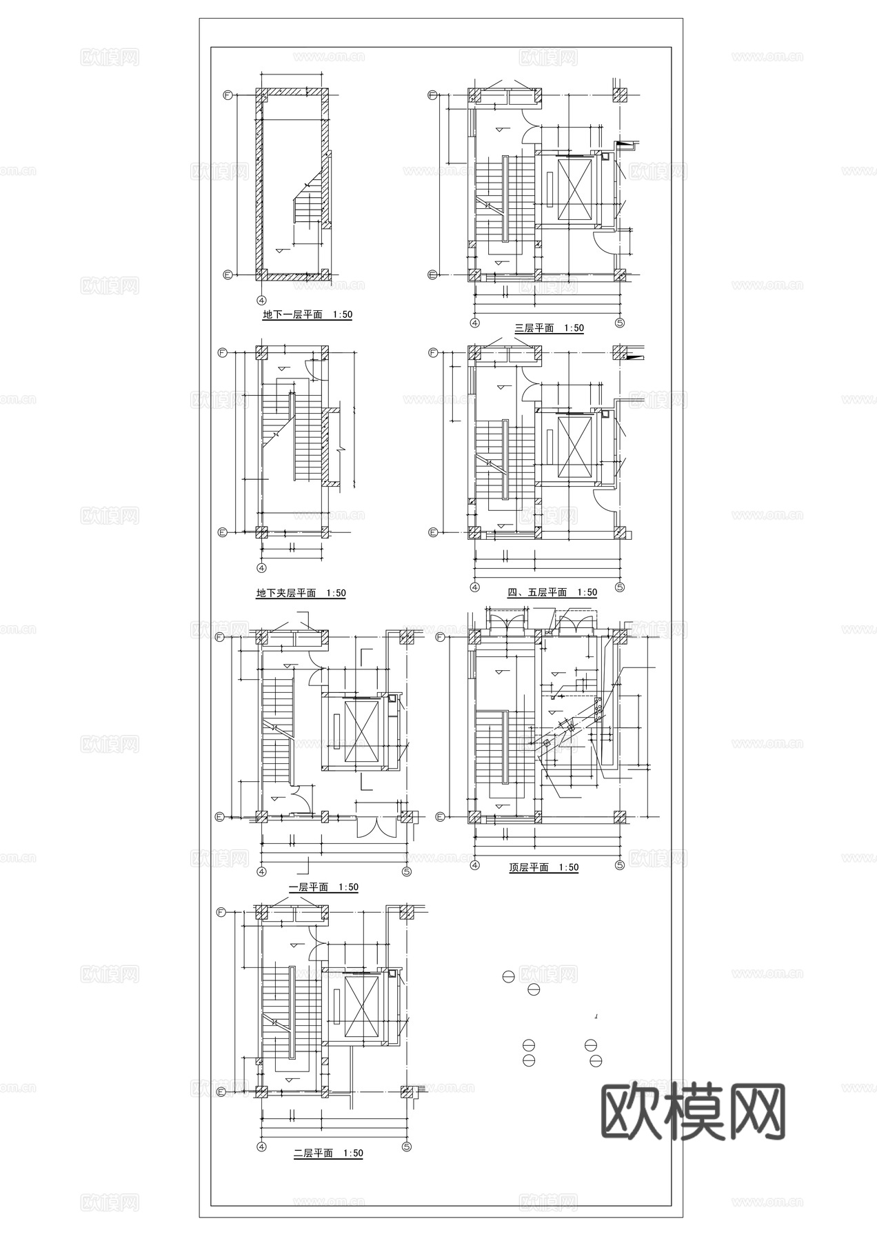 楼梯平面cad施工图