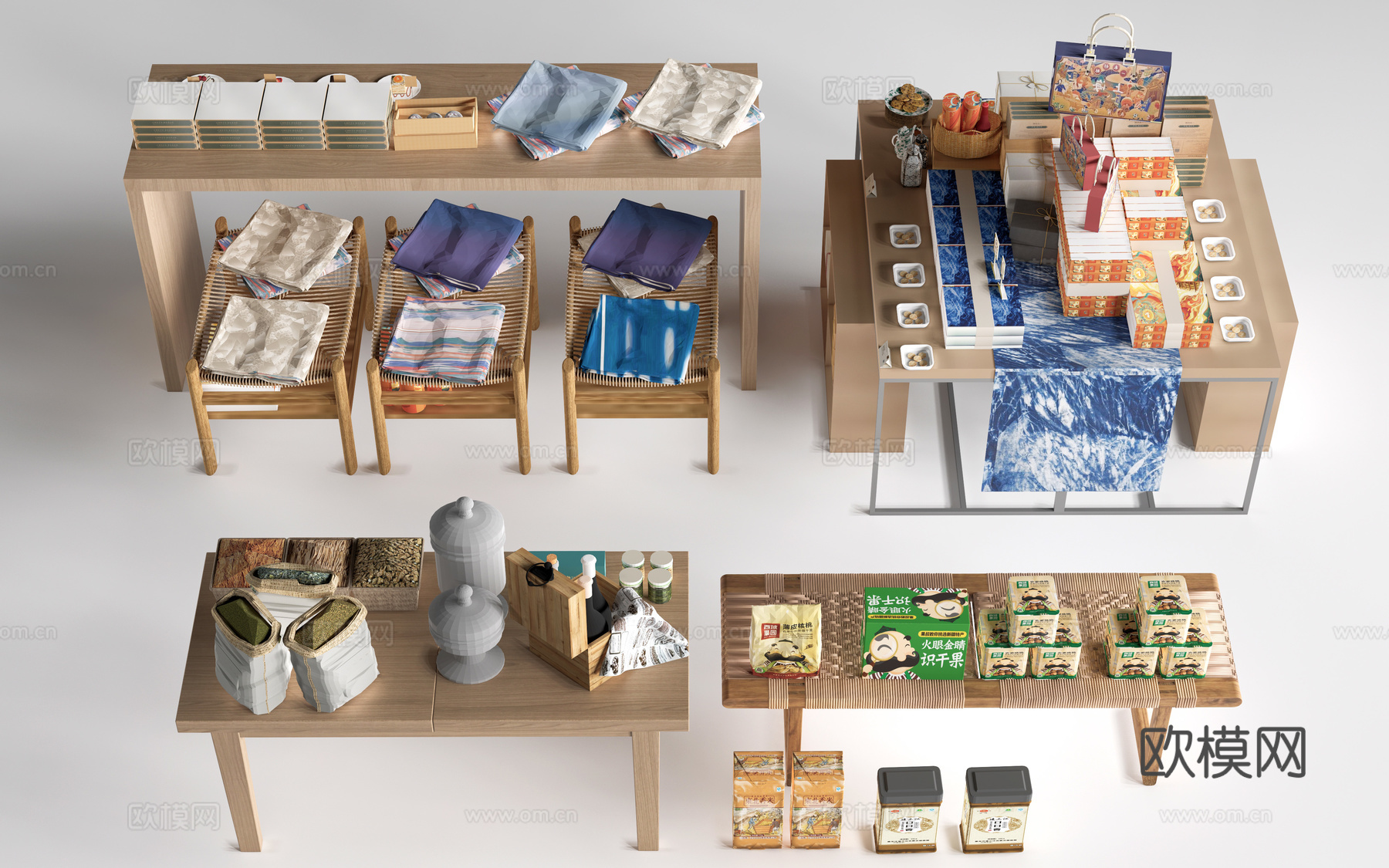 现代文创展台 文创展柜 文创展架 民俗小品su模型