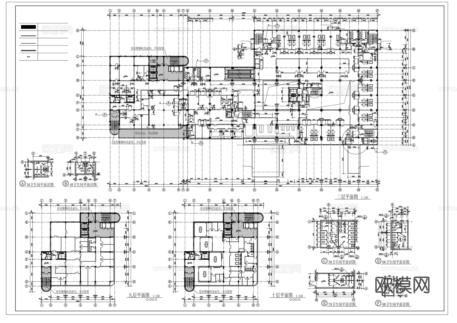平面布置图 住院楼cad施工图