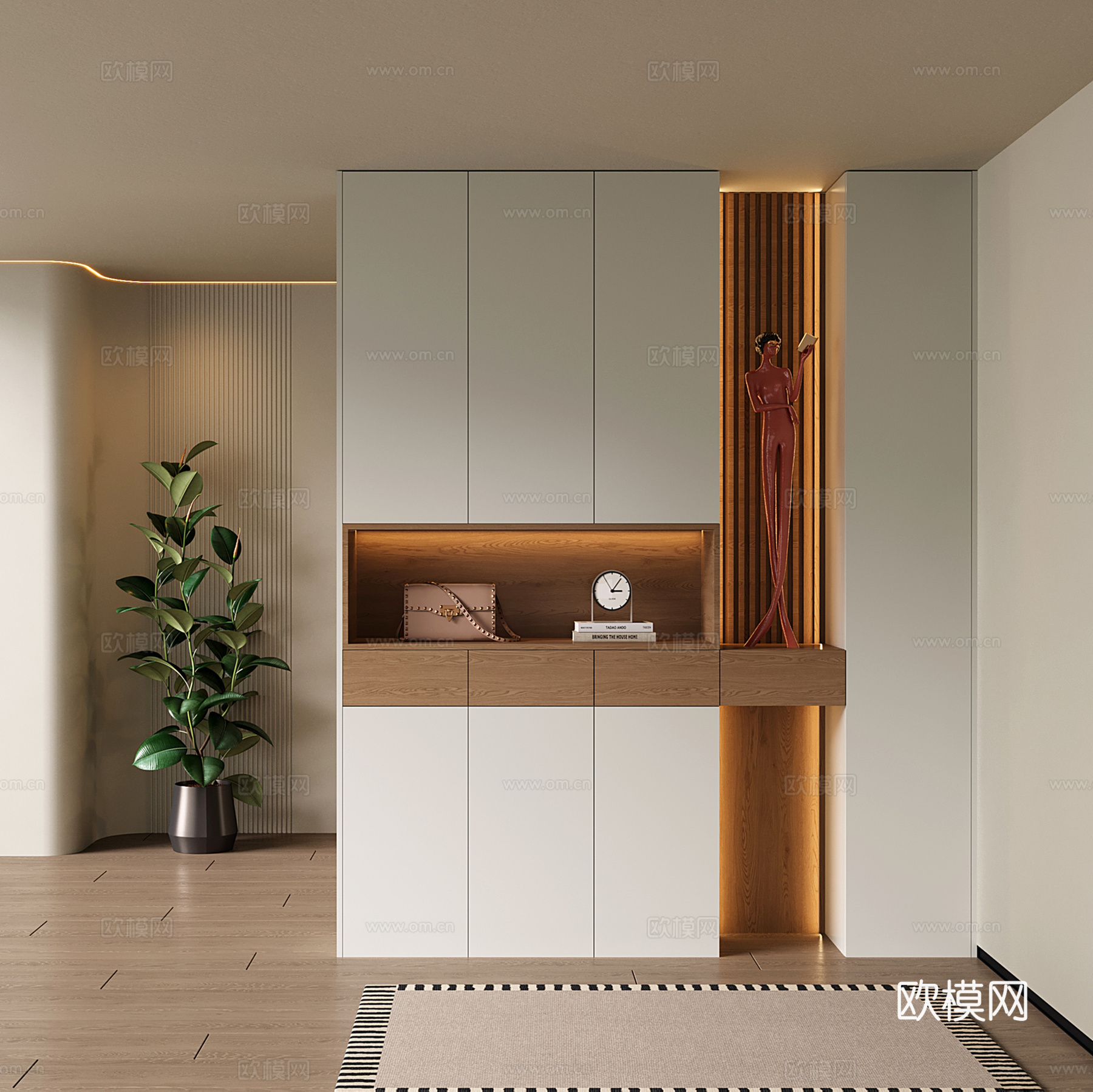 现代入户鞋柜 玄关隔断柜 玄关装饰柜su模型