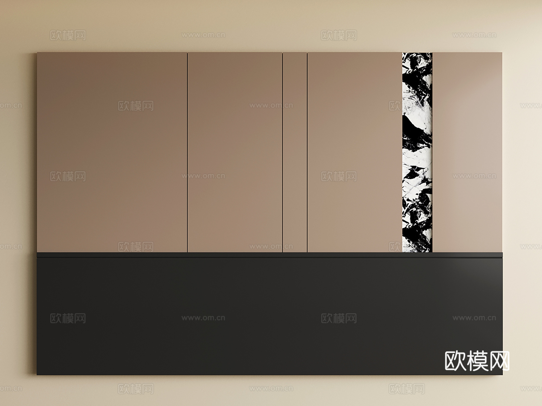 意式床头背景墙 现代卧室背景墙su模型