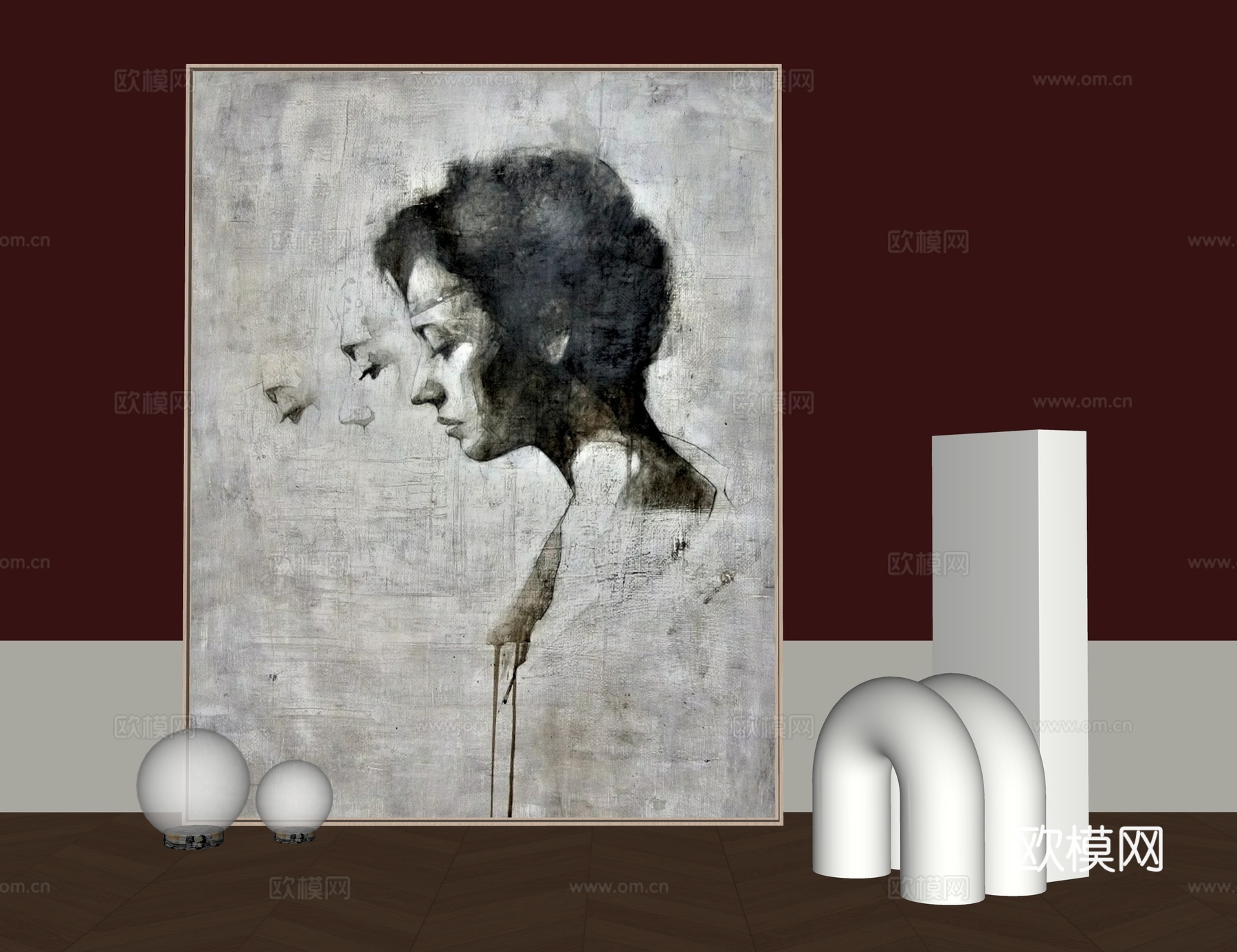 现代挂画su模型