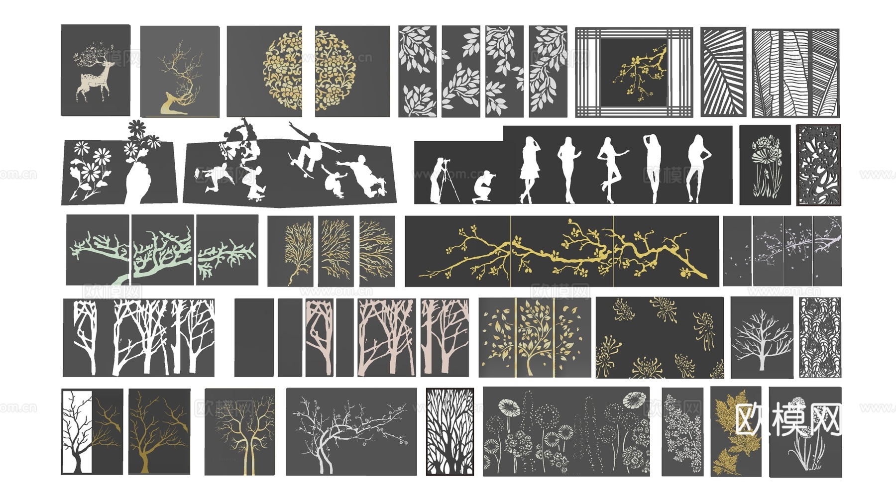 镂空景墙 景墙围墙su模型