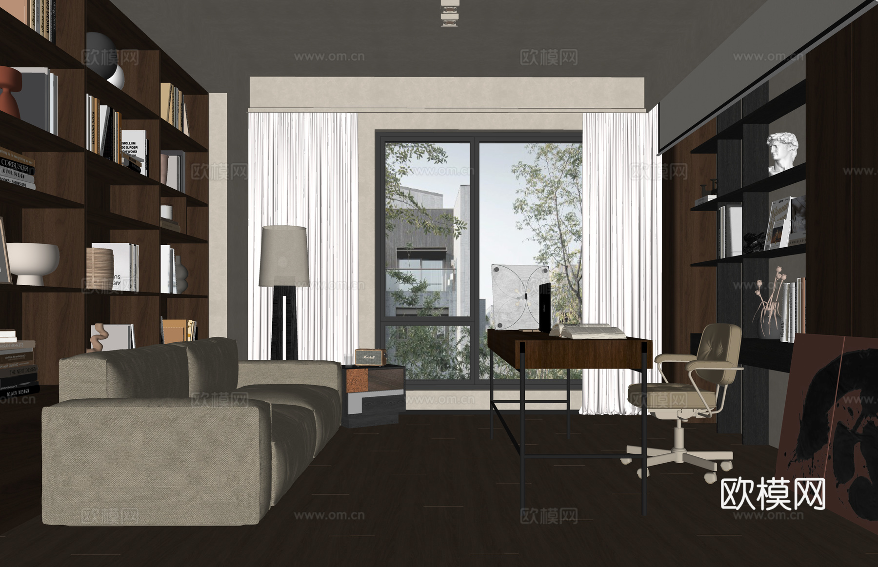 厨房 客厅 衣帽间 客餐厅 茶室 阳台su模型