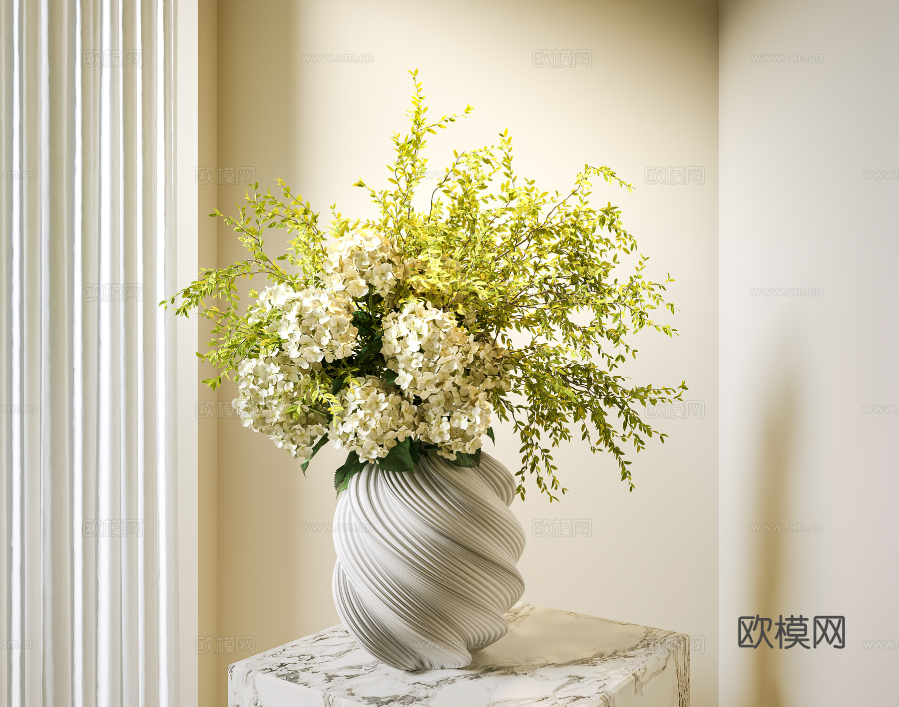 现代花瓶 花 花艺 书籍 摆件 饰品 花瓶摆件 现代花瓶花艺su模型