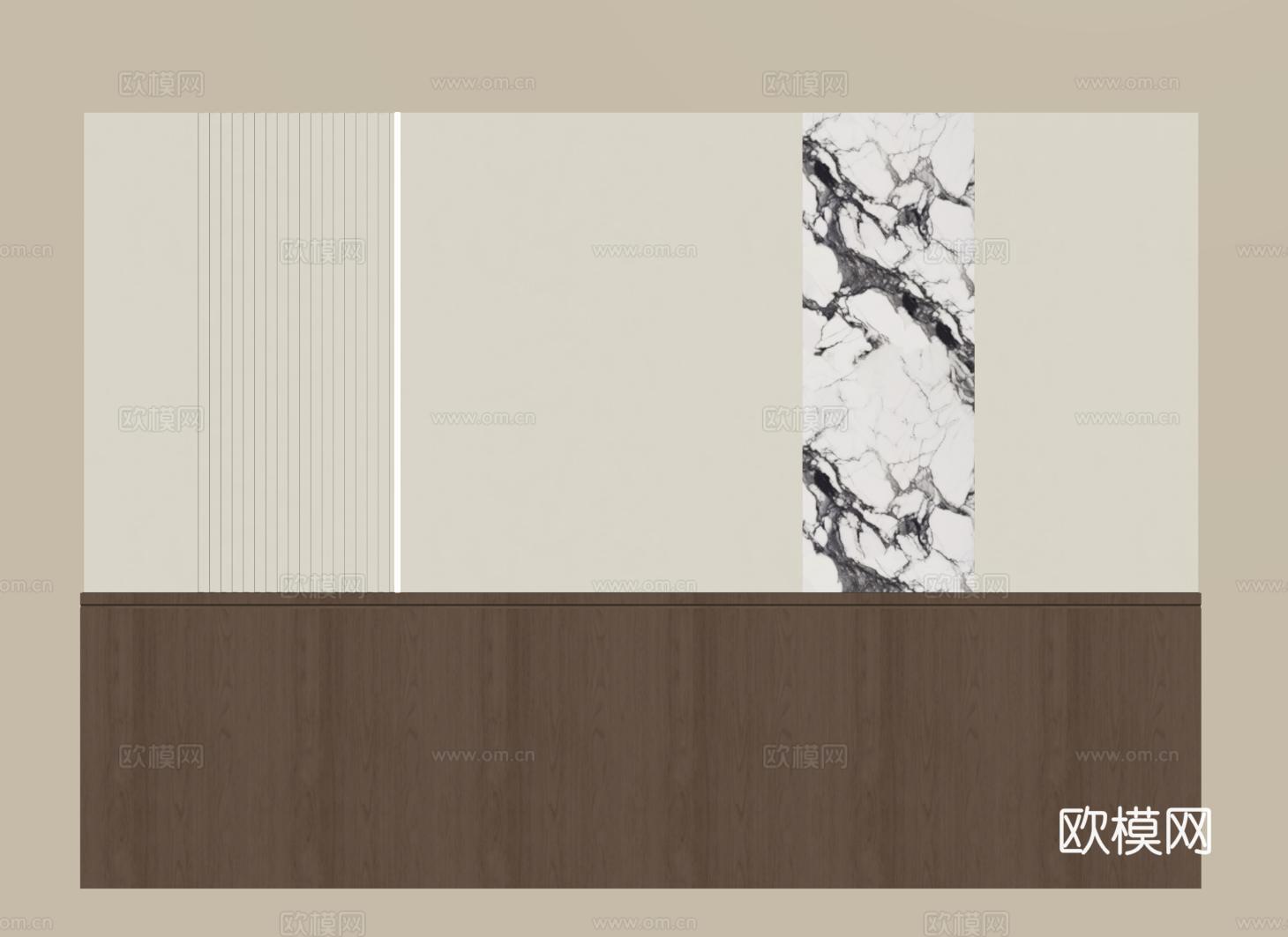 意式床头背景墙 现代卧室背景墙su模型