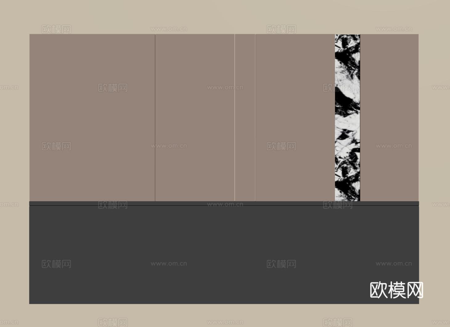 意式床头背景墙 现代卧室背景墙su模型