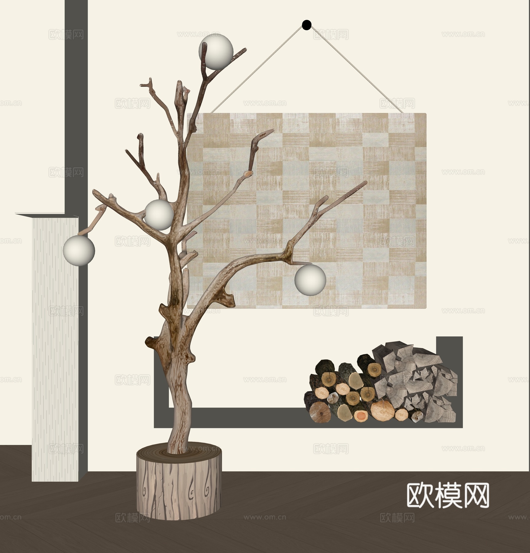 现代落地灯su模型