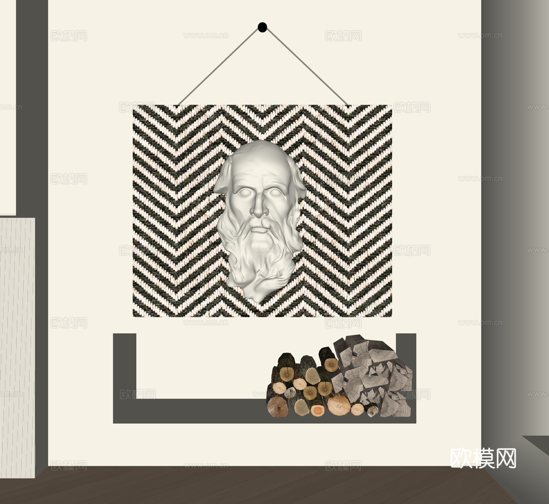 现代墙饰su模型