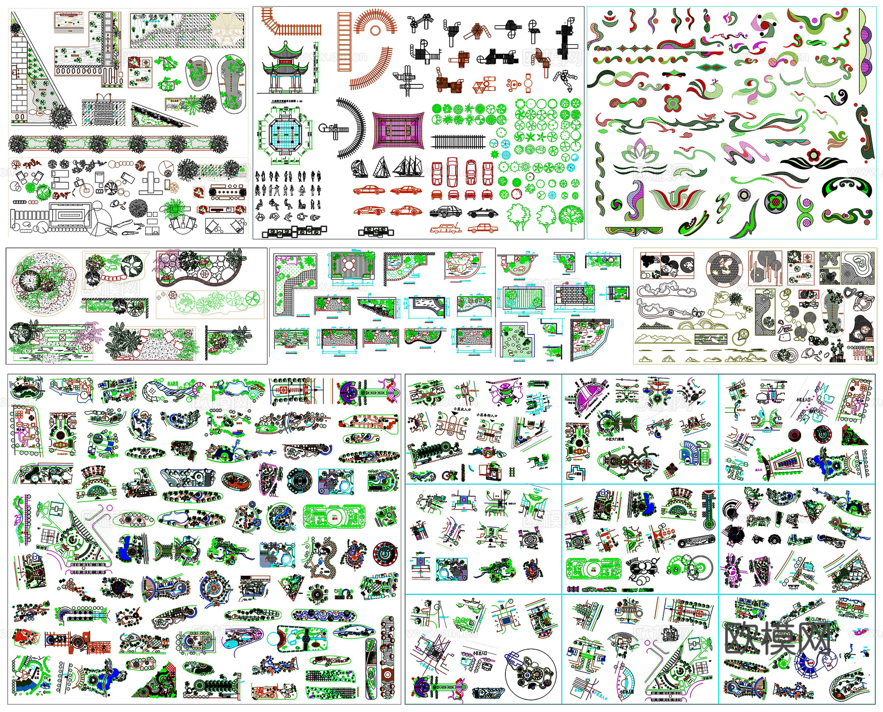 景观小品室内造景假山植物造景石头水车座凳室内小景CAD素材图cad施工图下载（渲染图1）
