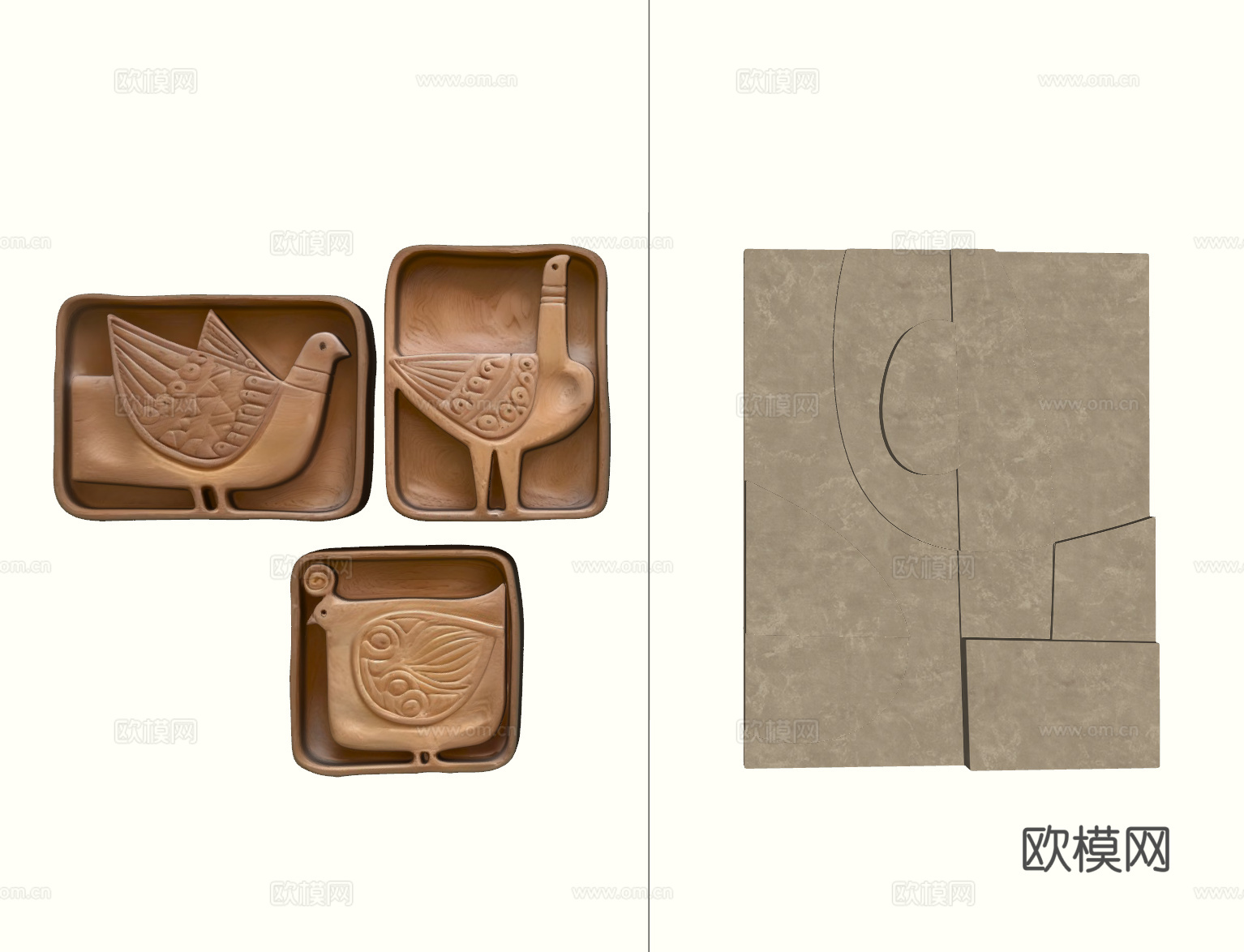 现代侘寂风立体墙饰挂件su模型