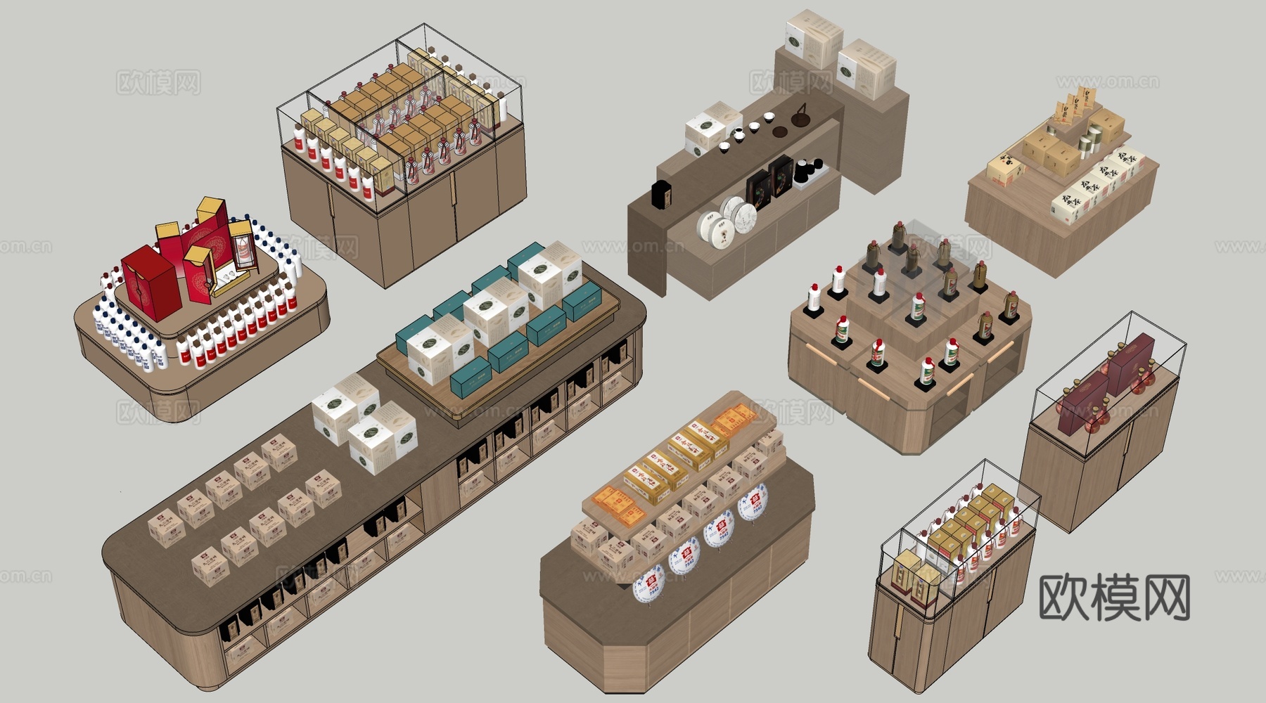 现代文创展台 文创展柜 文创展架 民俗小品su模型