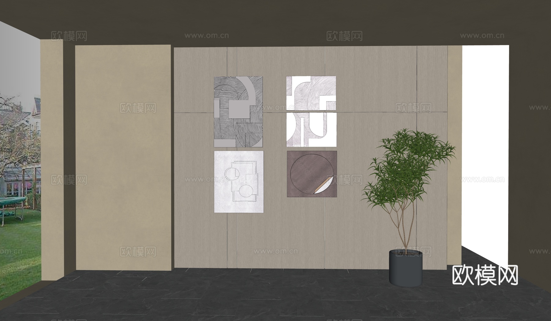 现代墙饰挂件 挂画su模型