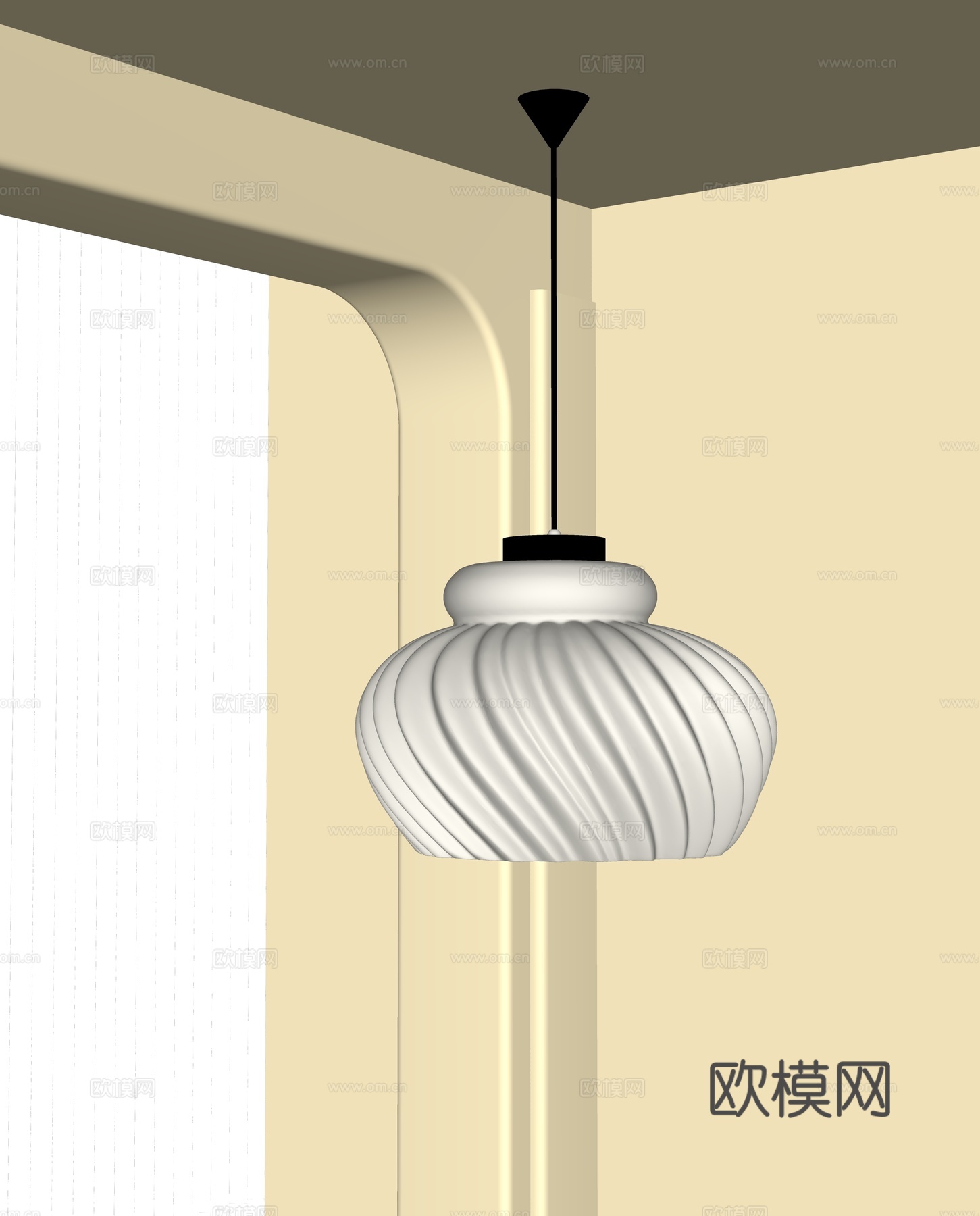 现代石膏吊灯su模型