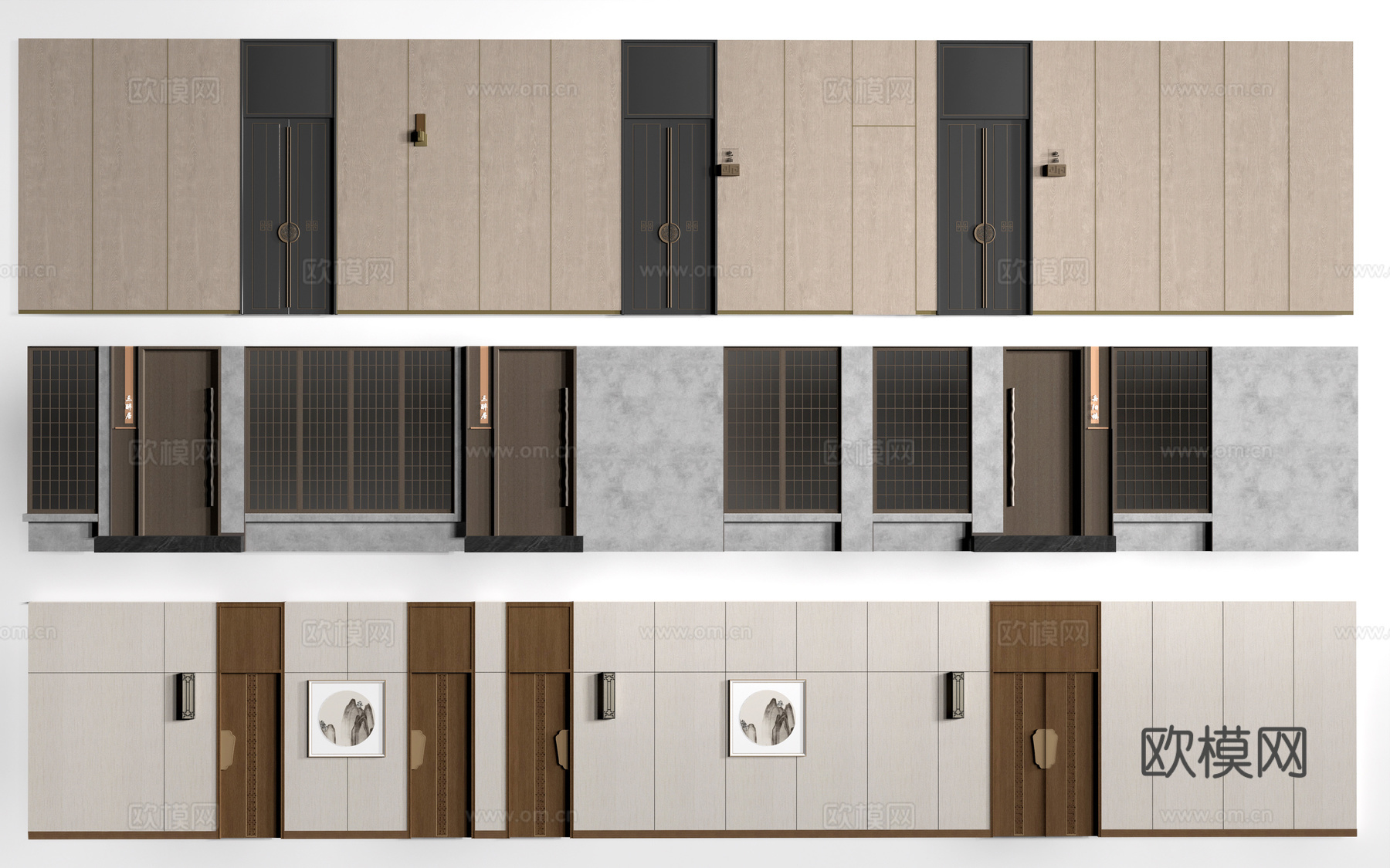 现代办公室走廊 酒店走廊 过道su模型