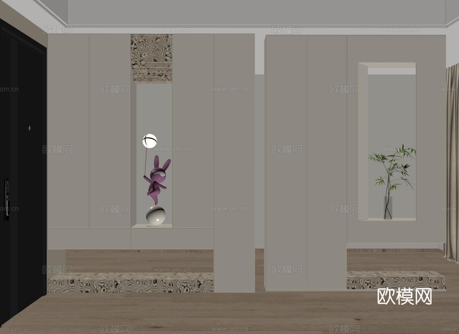 现代隔断柜 玄关柜 装饰柜 隔断鞋柜su模型