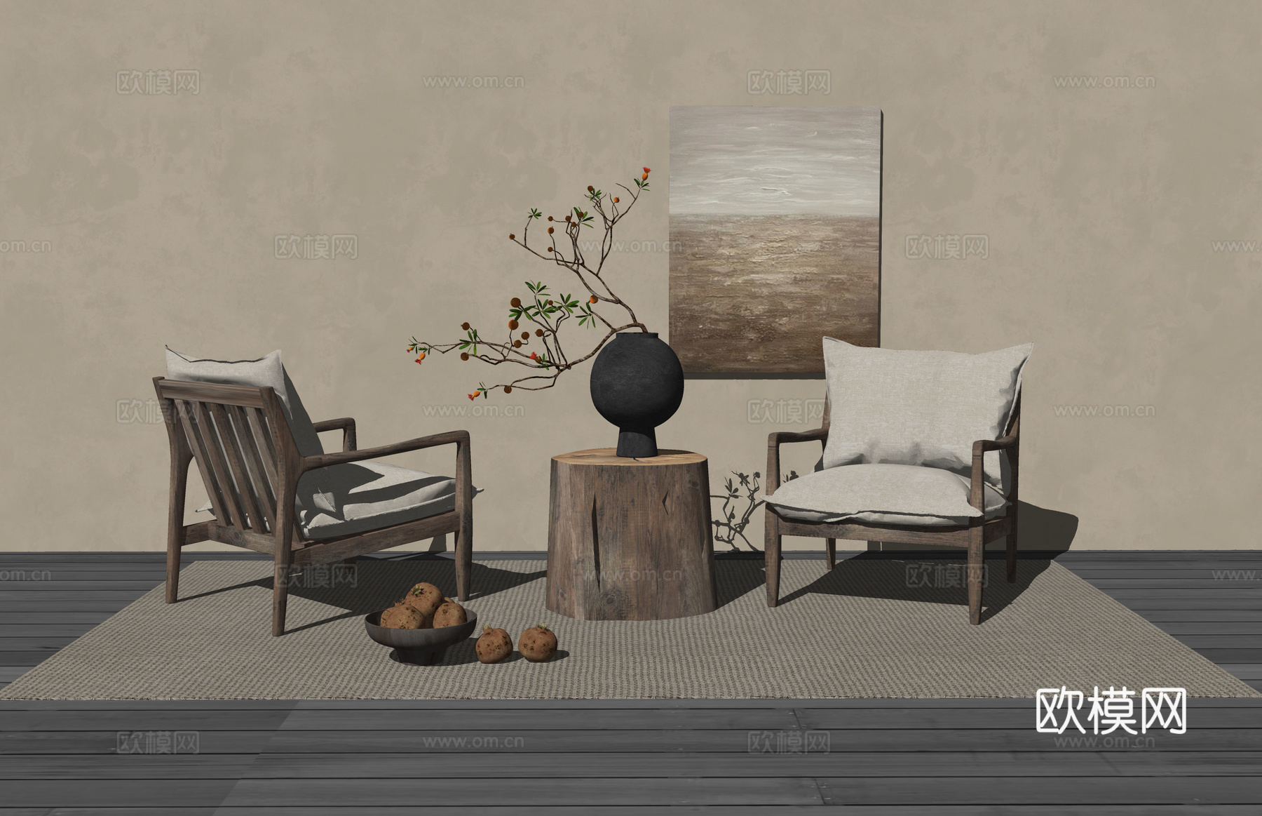 厨房 卧室 阳台 客厅su模型