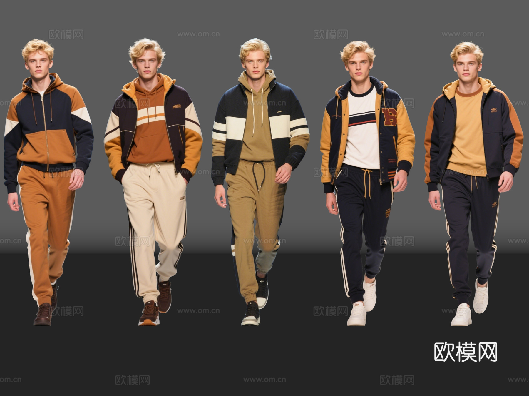 2D现代人物 时尚休闲装 休闲模特 现代商业街拍 休闲装帅哥su模型