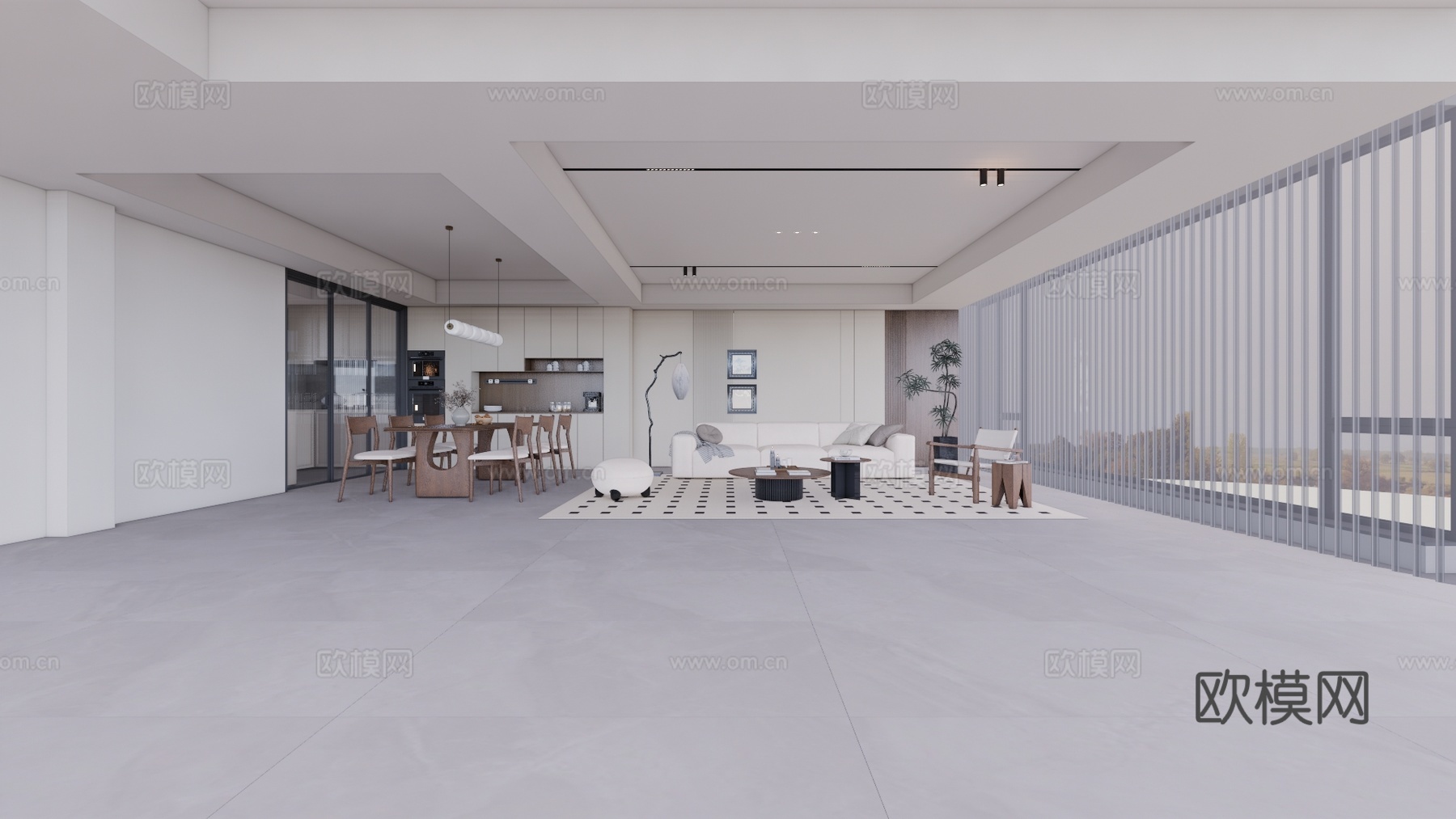 卧室 门窗 厨房 客厅 衣帽间 客餐厅 卫生间su模型