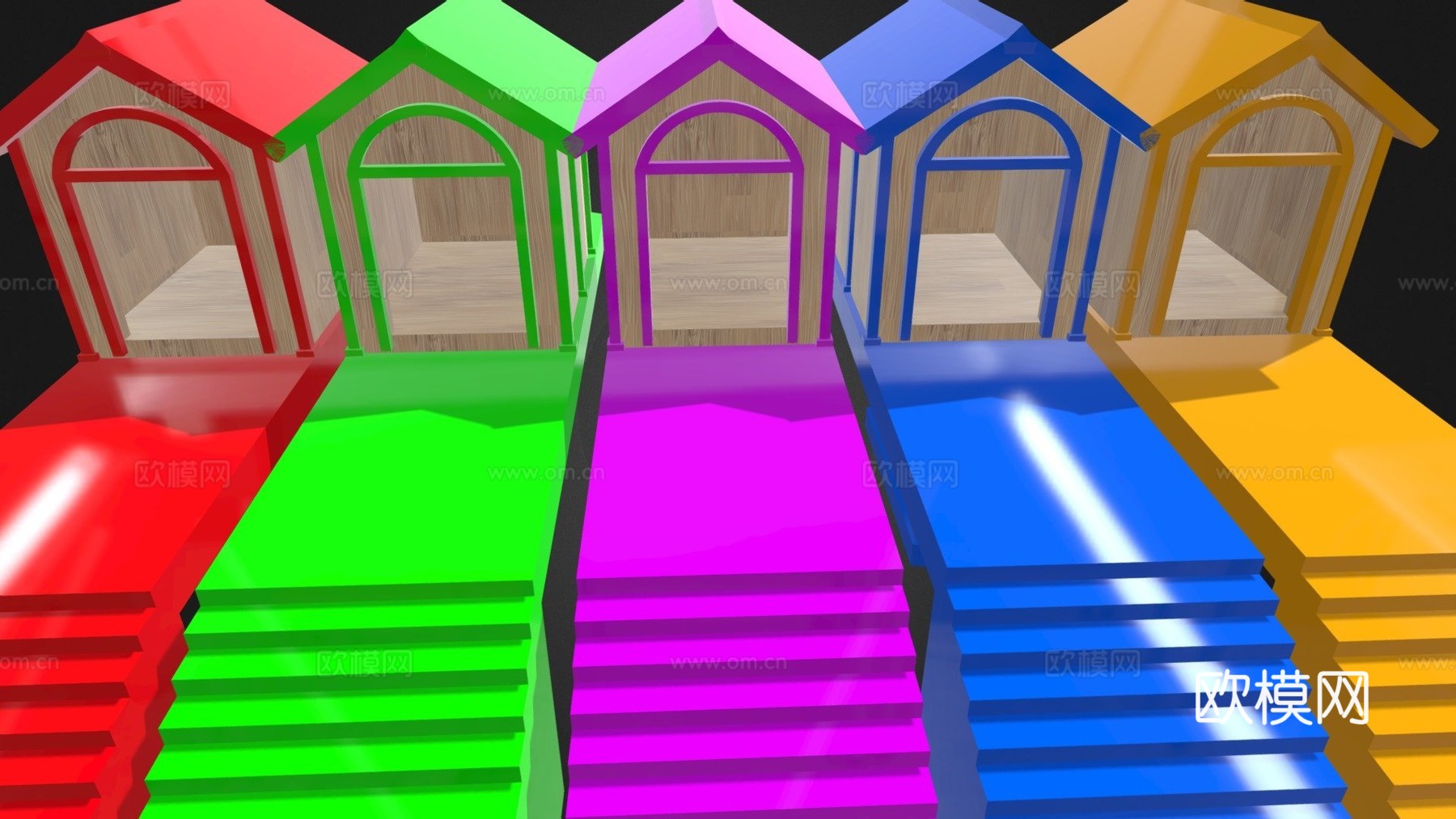 专业鸭子家庭与楼梯su模型