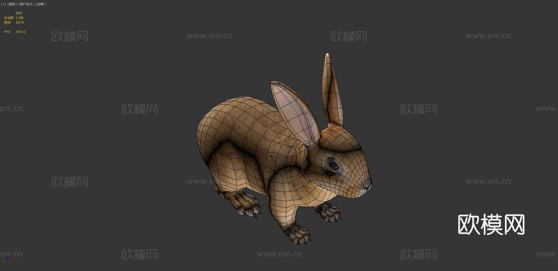 棕色小兔兔低多边形su模型