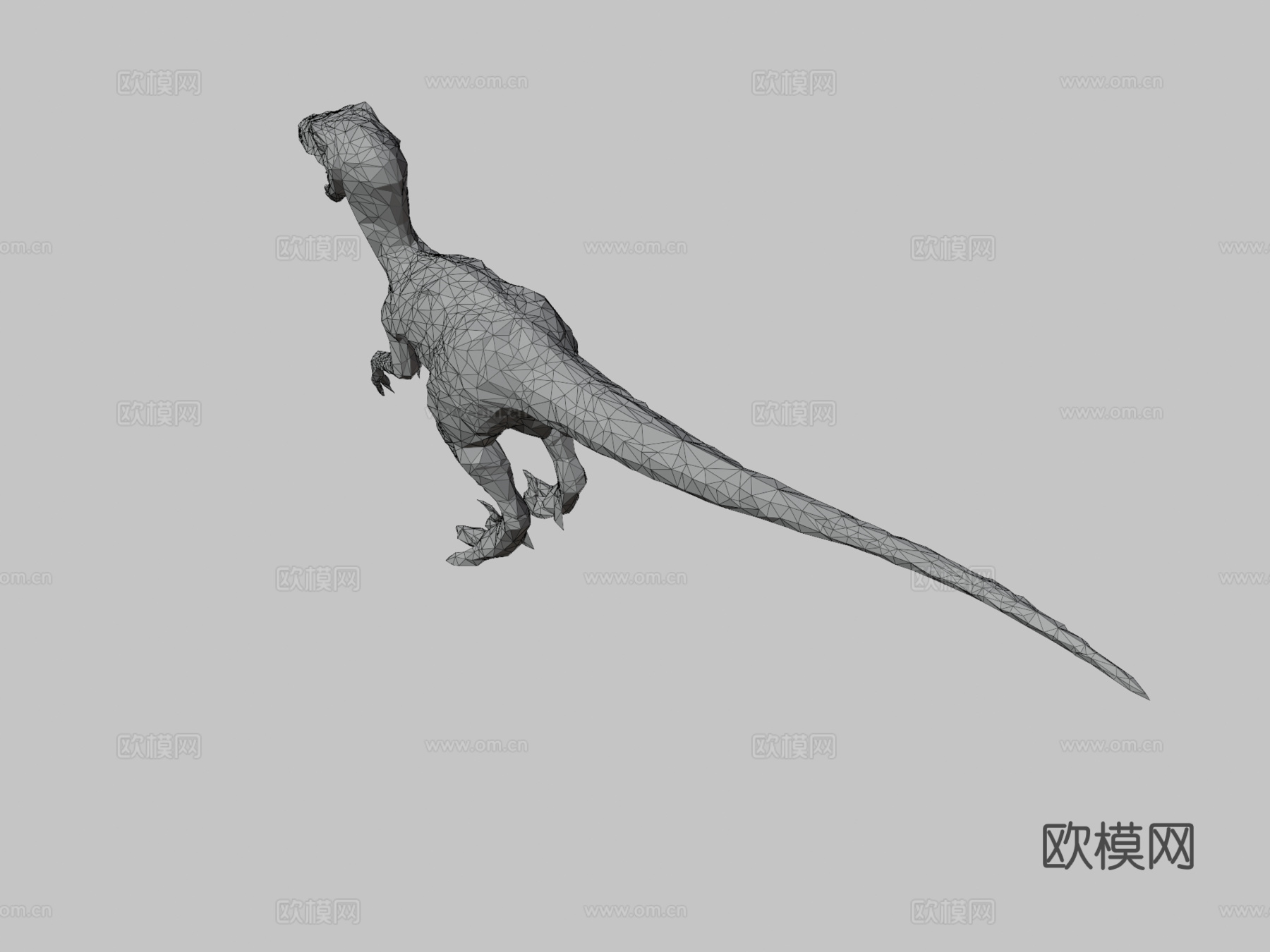 恐龙迅猛龙红色低多边形艺术风格动物su模型