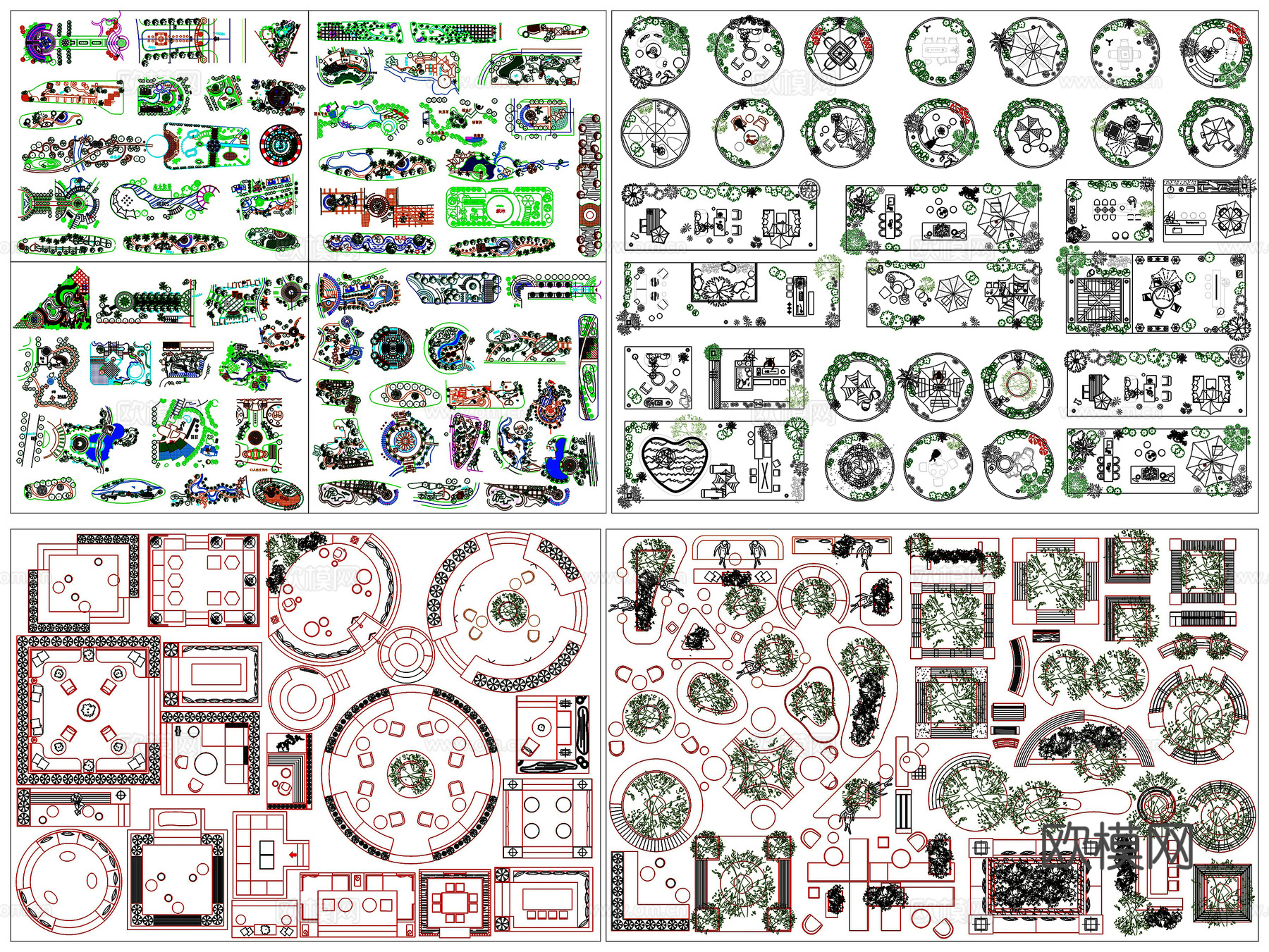 景观小品室内造景绿植休闲桌椅子户外帐篷太阳伞CAD素材图库cad施工图