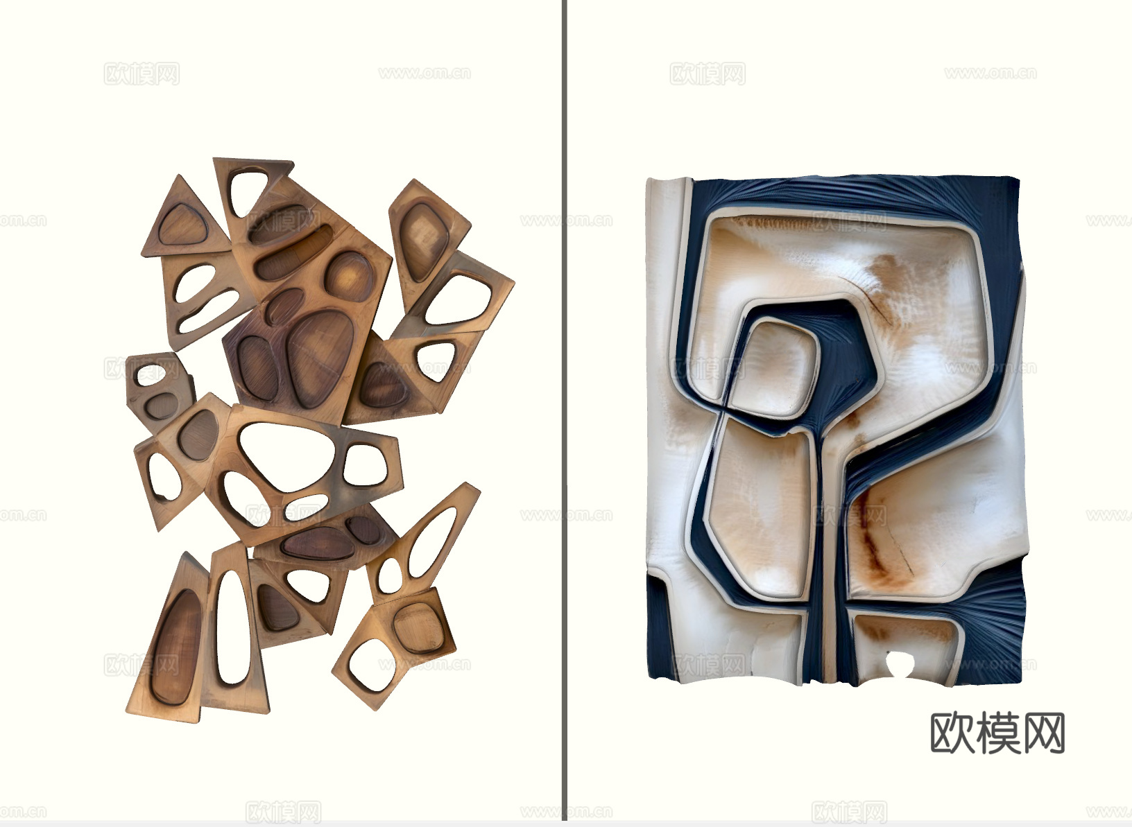 现代立体抽象墙饰挂件组合su模型