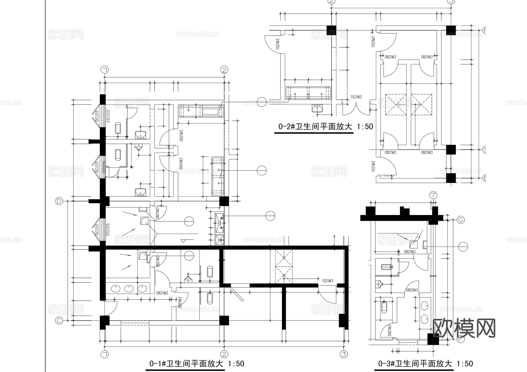 卫生间cad施工图下载