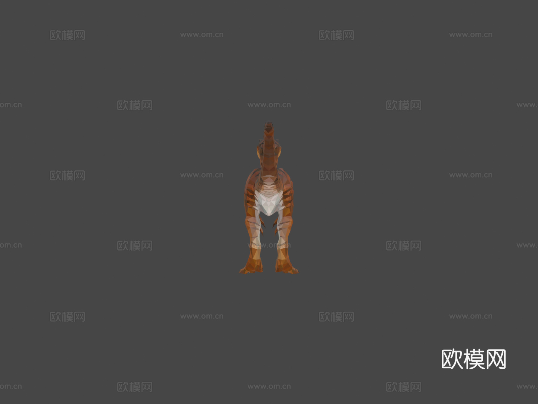 恐龙迅猛龙红色低多边形艺术风格动物su模型