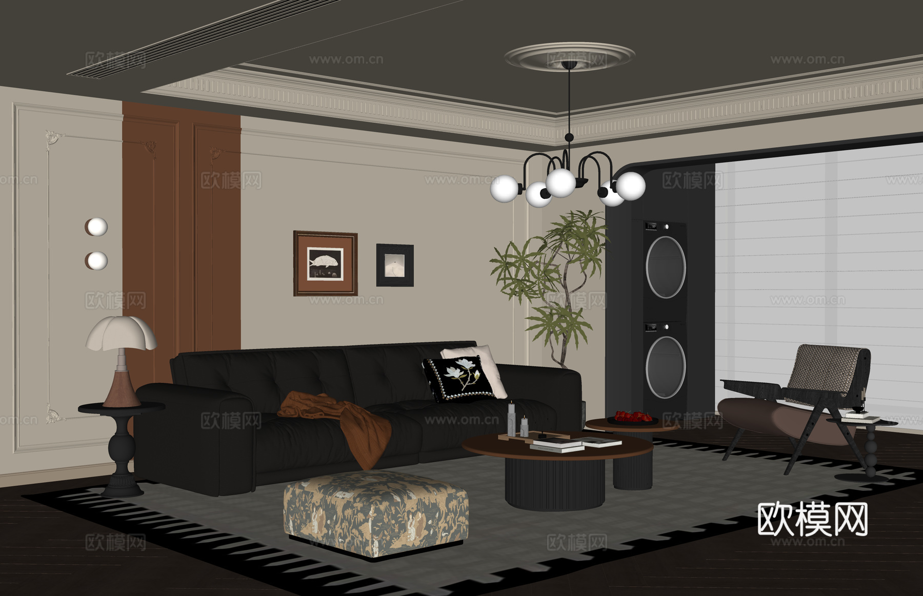 衣帽间 茶室 客餐厅su模型