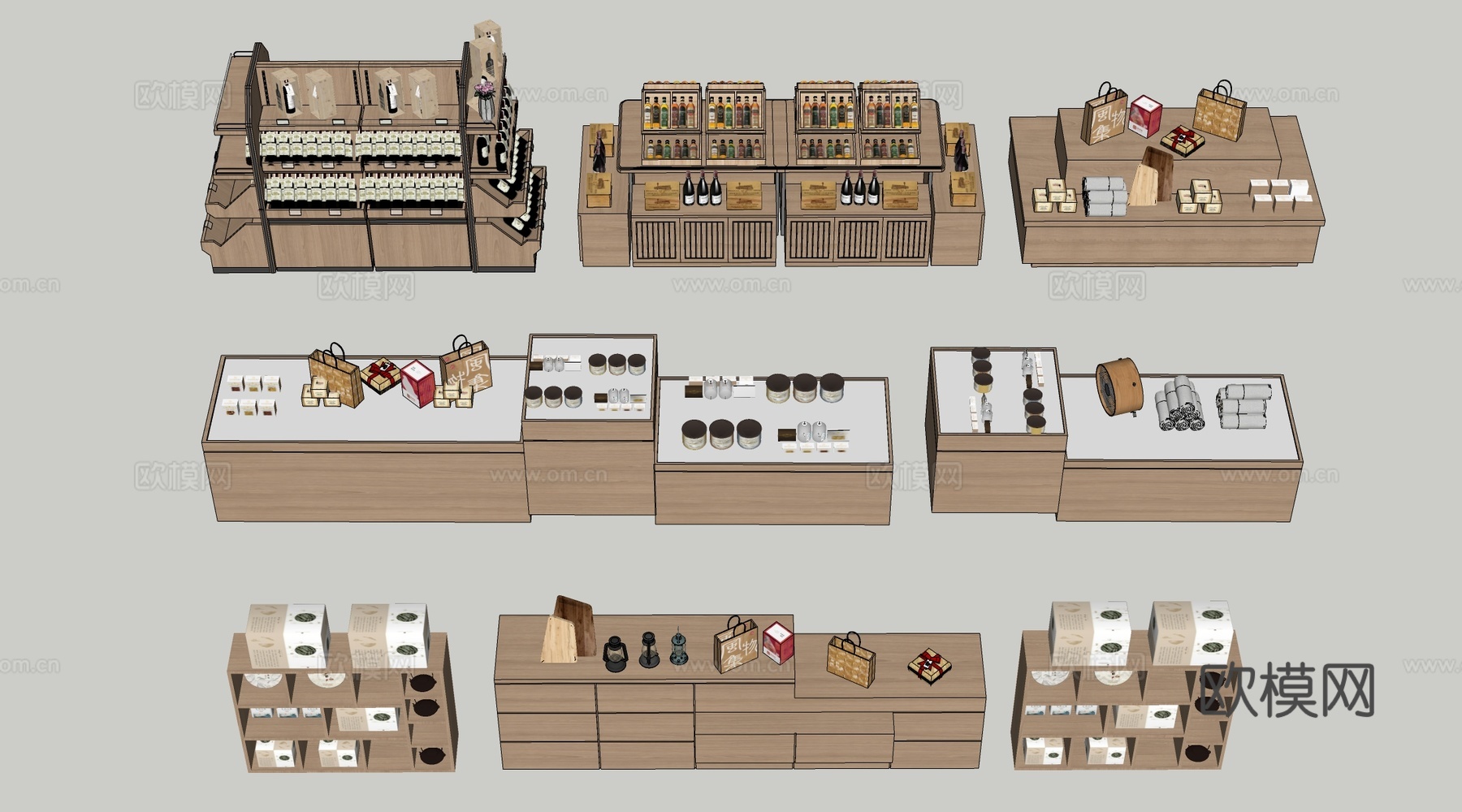 现代文创展台 文创展柜 文创展架 民俗小品su模型