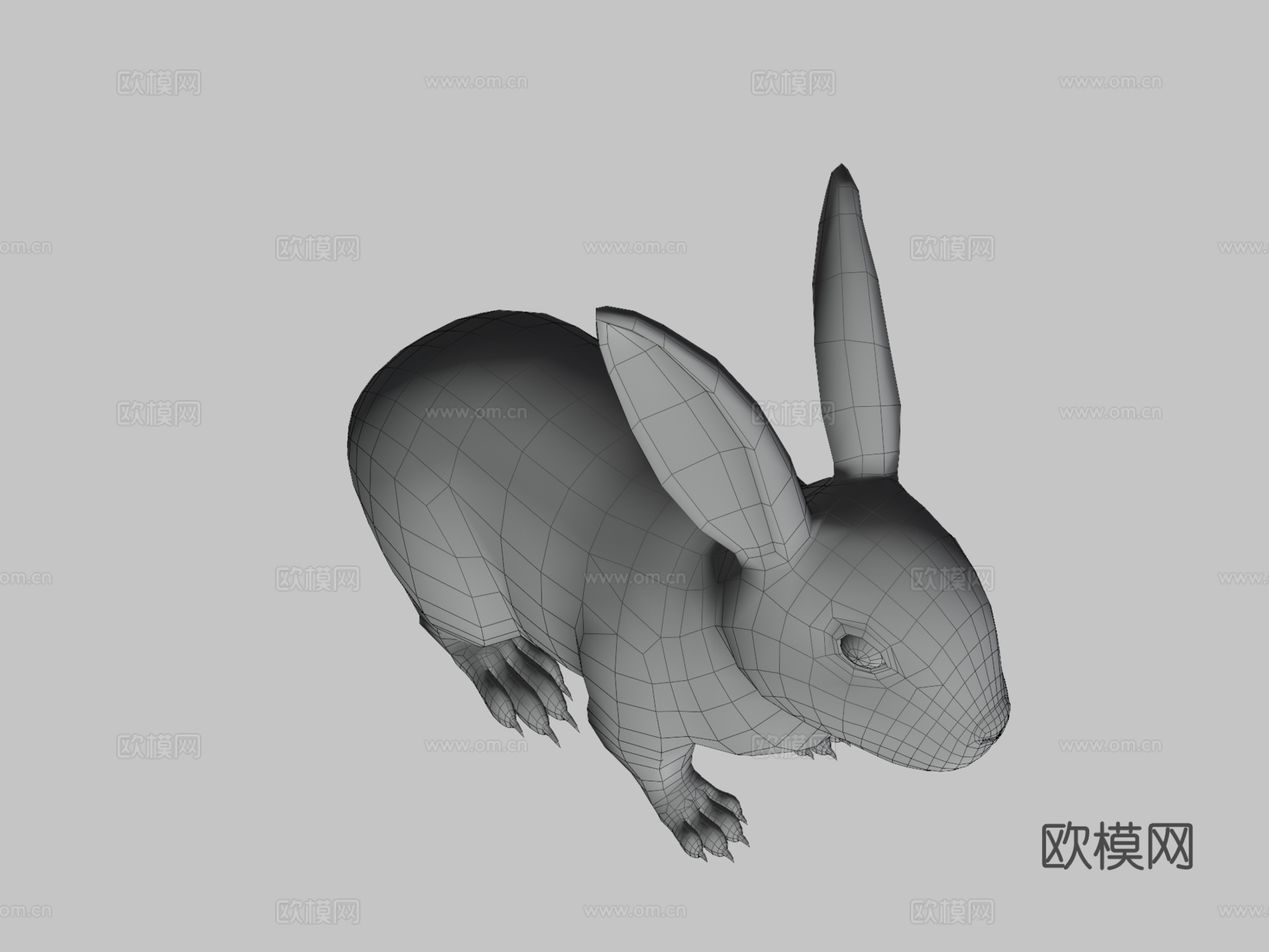 棕色小兔兔低多边形su模型