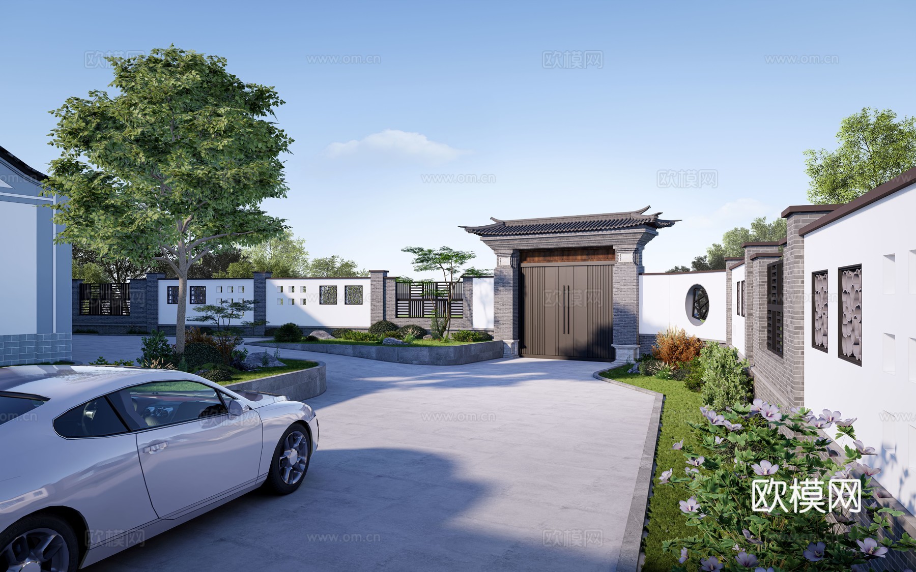 别墅庭院景观su模型