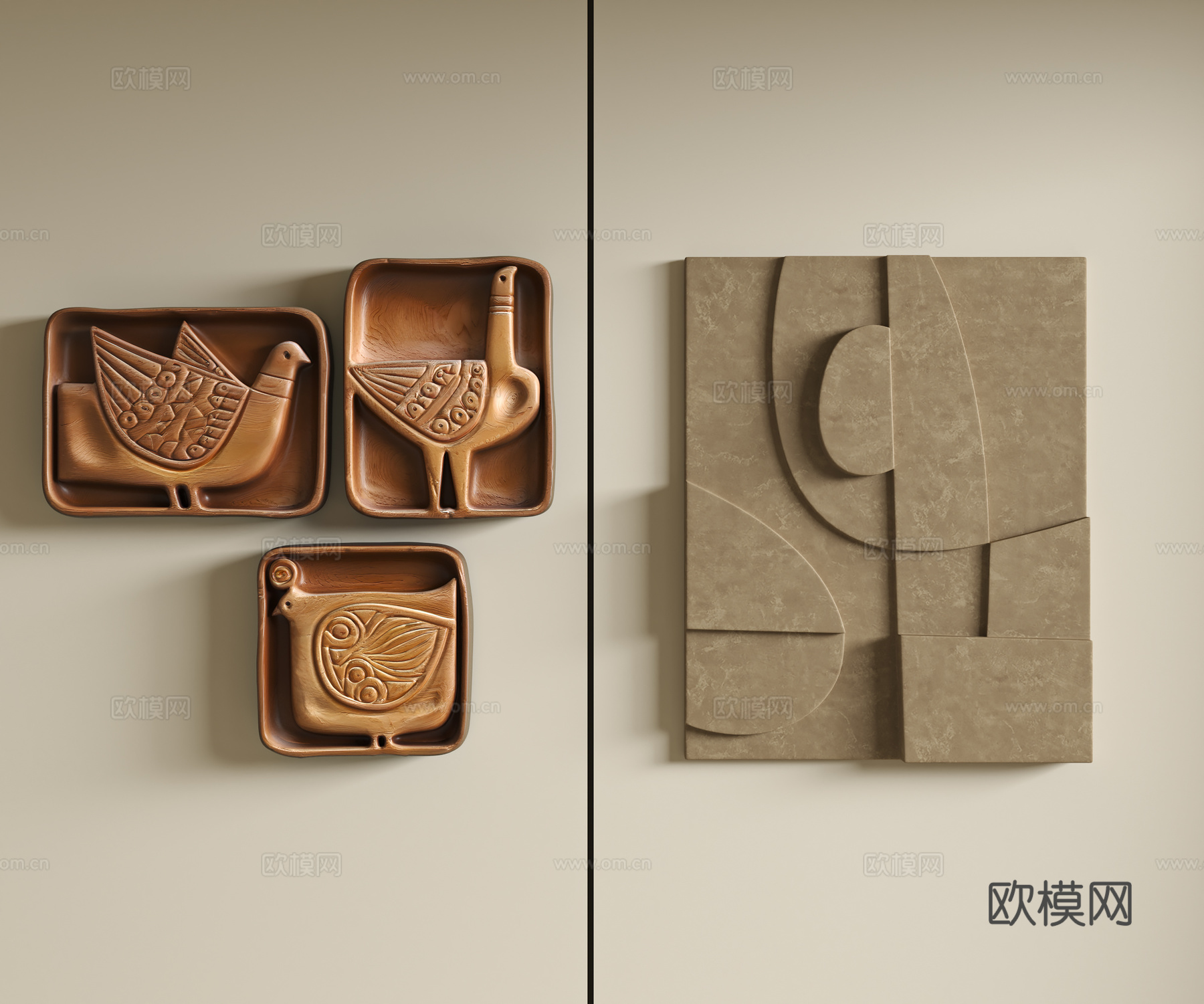 现代侘寂风立体墙饰挂件su模型