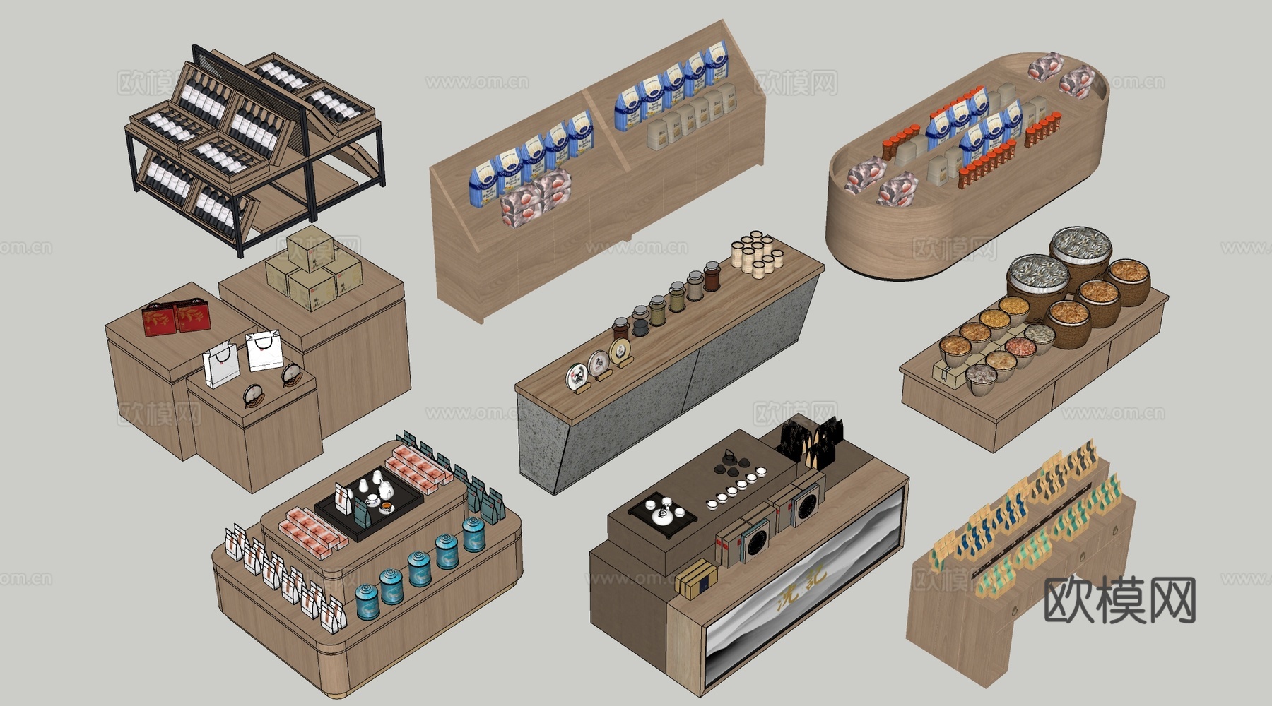 现代文创展台 文创展柜 文创展架 民俗小品su模型