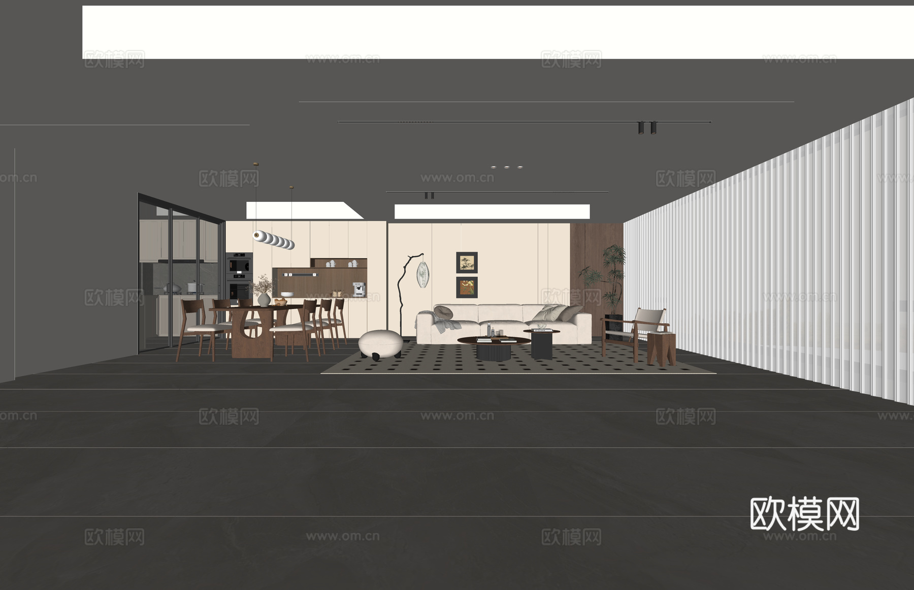 卧室 门窗 厨房 客厅 衣帽间 客餐厅 卫生间su模型