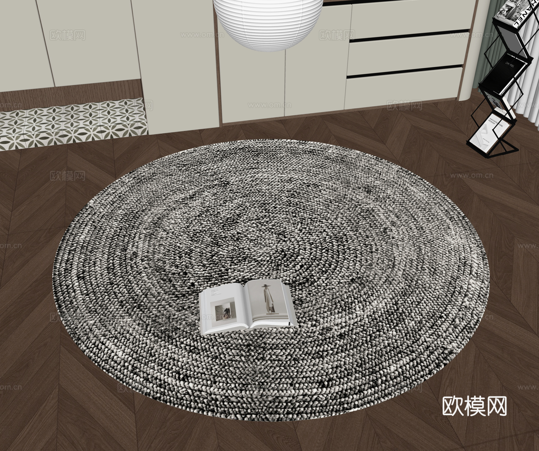 现代圆形地毯su模型