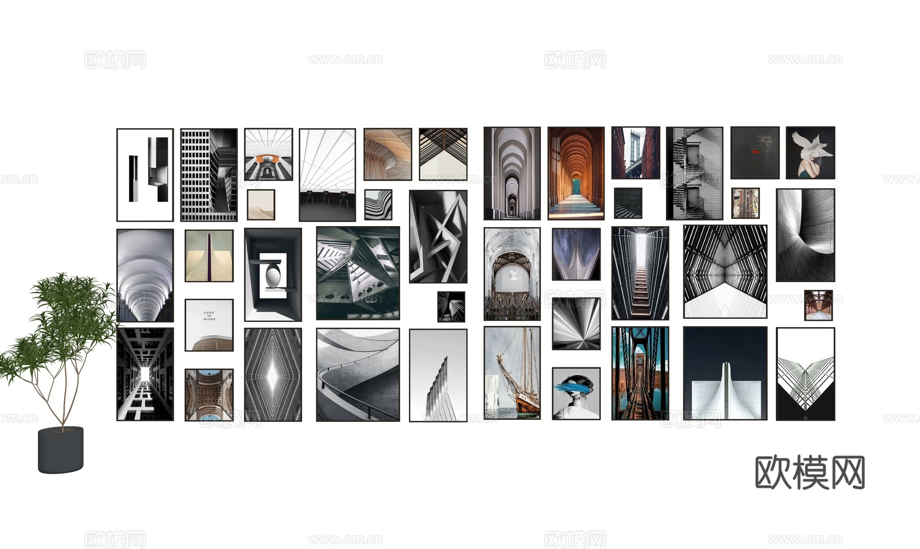 现代装饰挂画 莫兰迪挂画 抽象挂画 抽象装饰画su模型